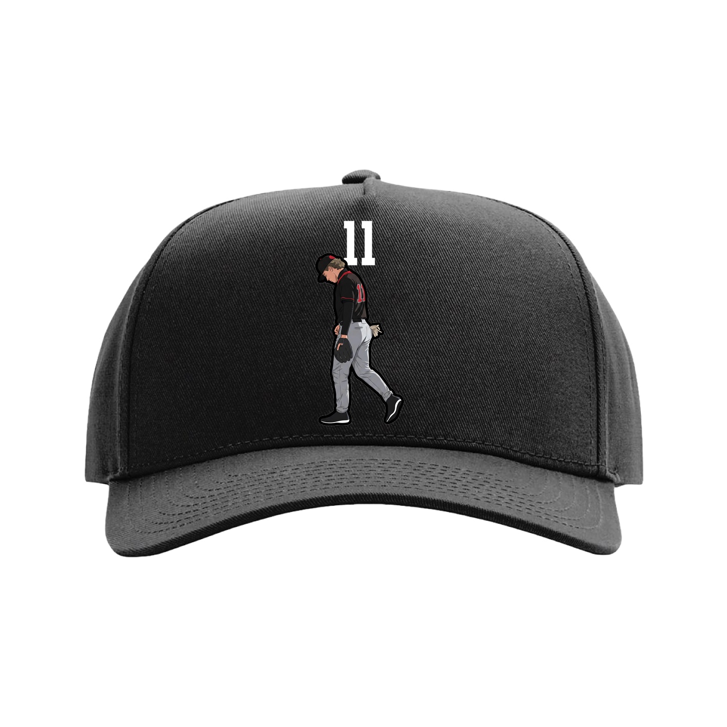 Full Fabric Five-Panel Champ Cap — Number Top in Black