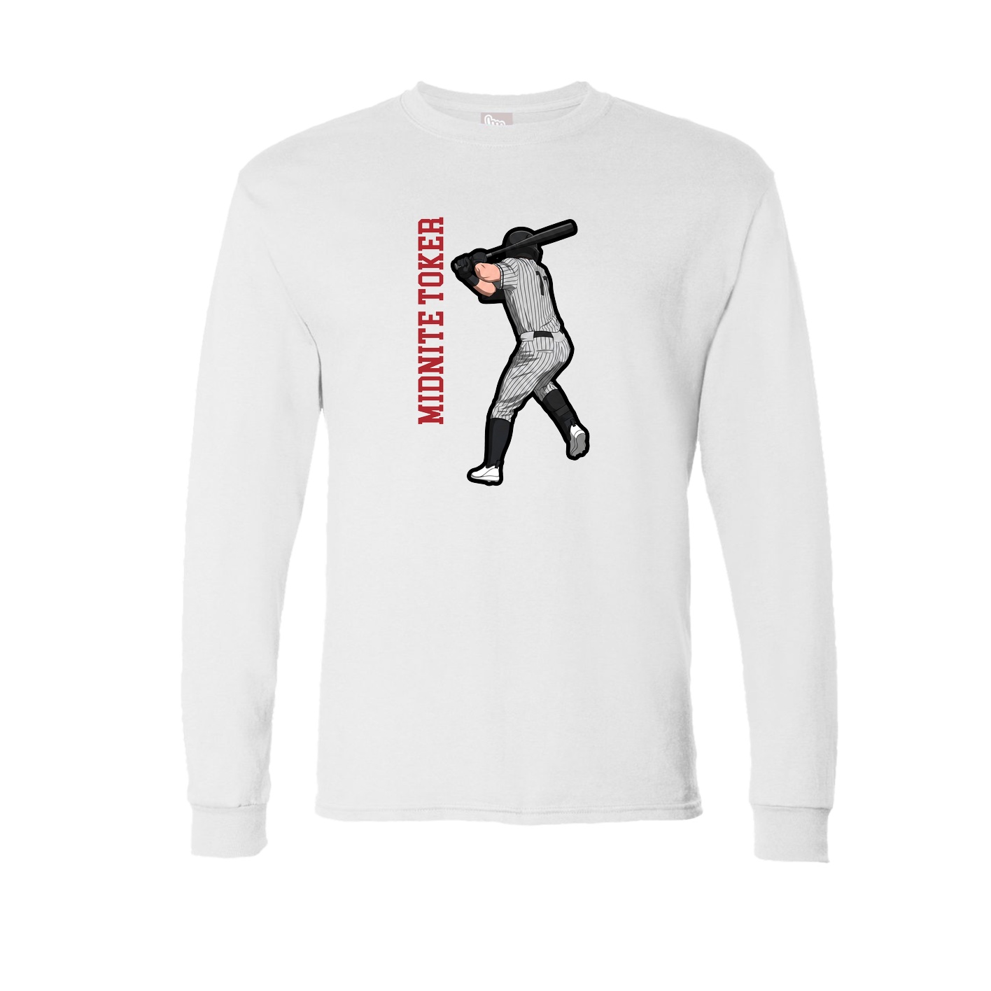 Long Sleeve Tee — Name Vertical in White