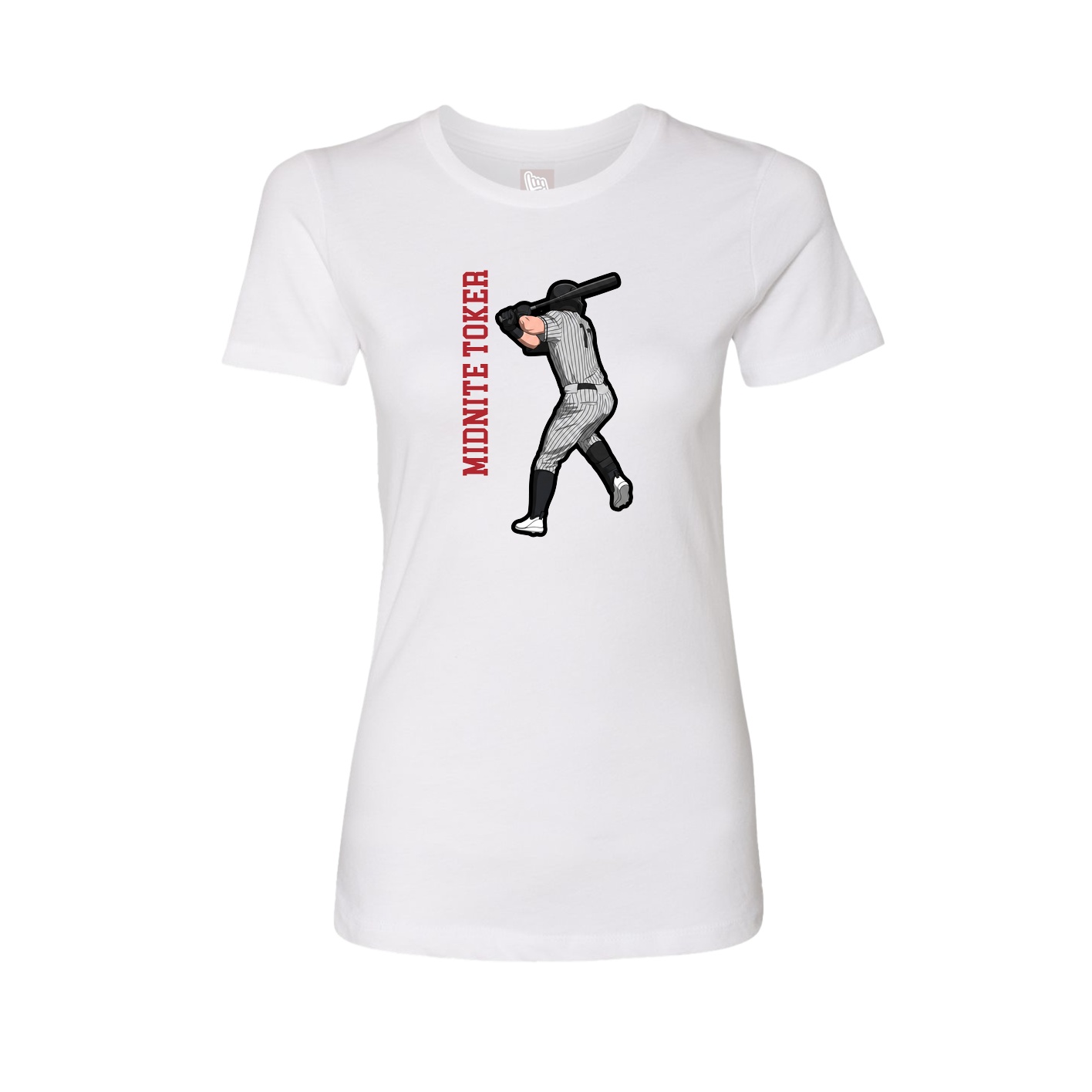 Fitted Women's Tee — Name Vertical in White