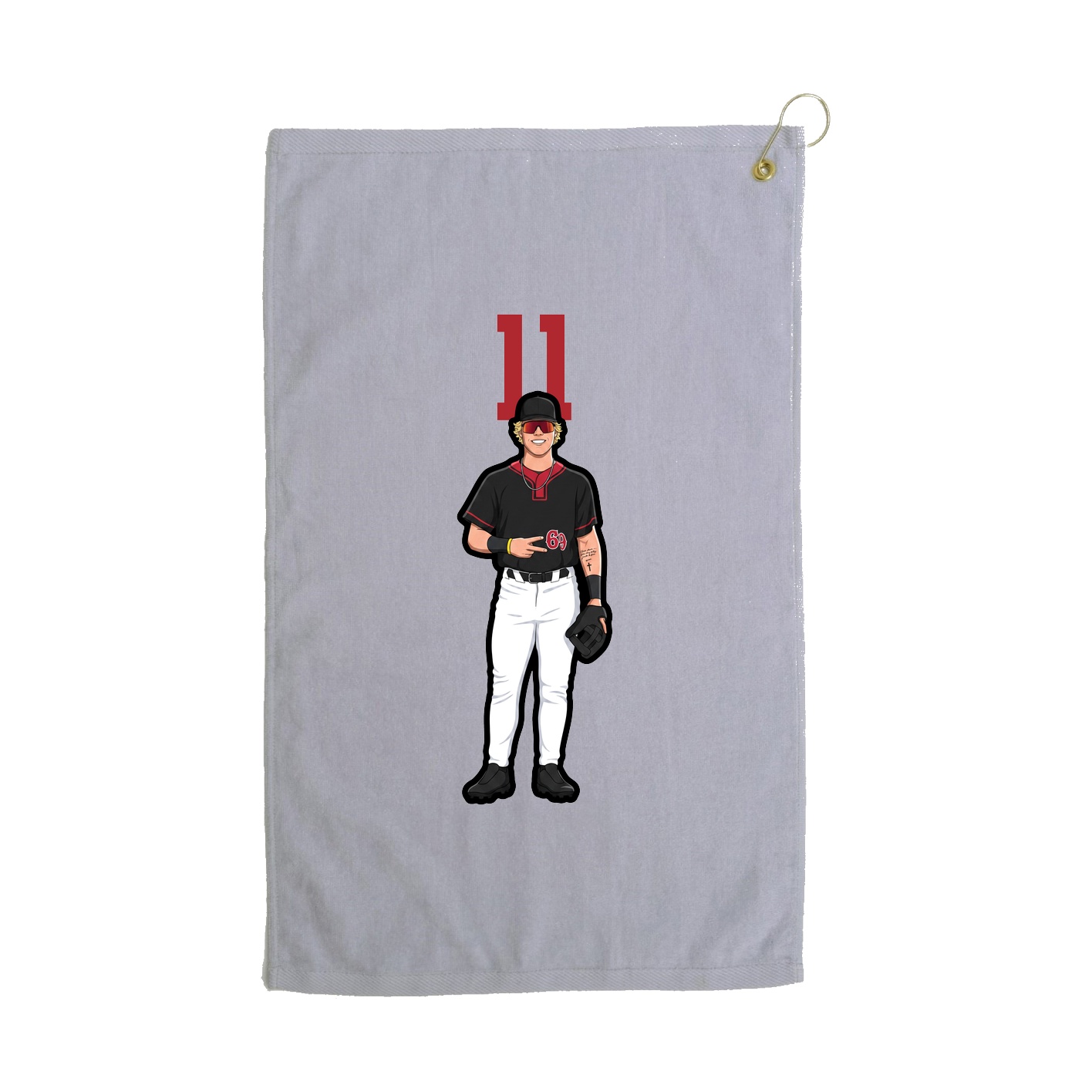 Golf Towel — Number Top in Grey