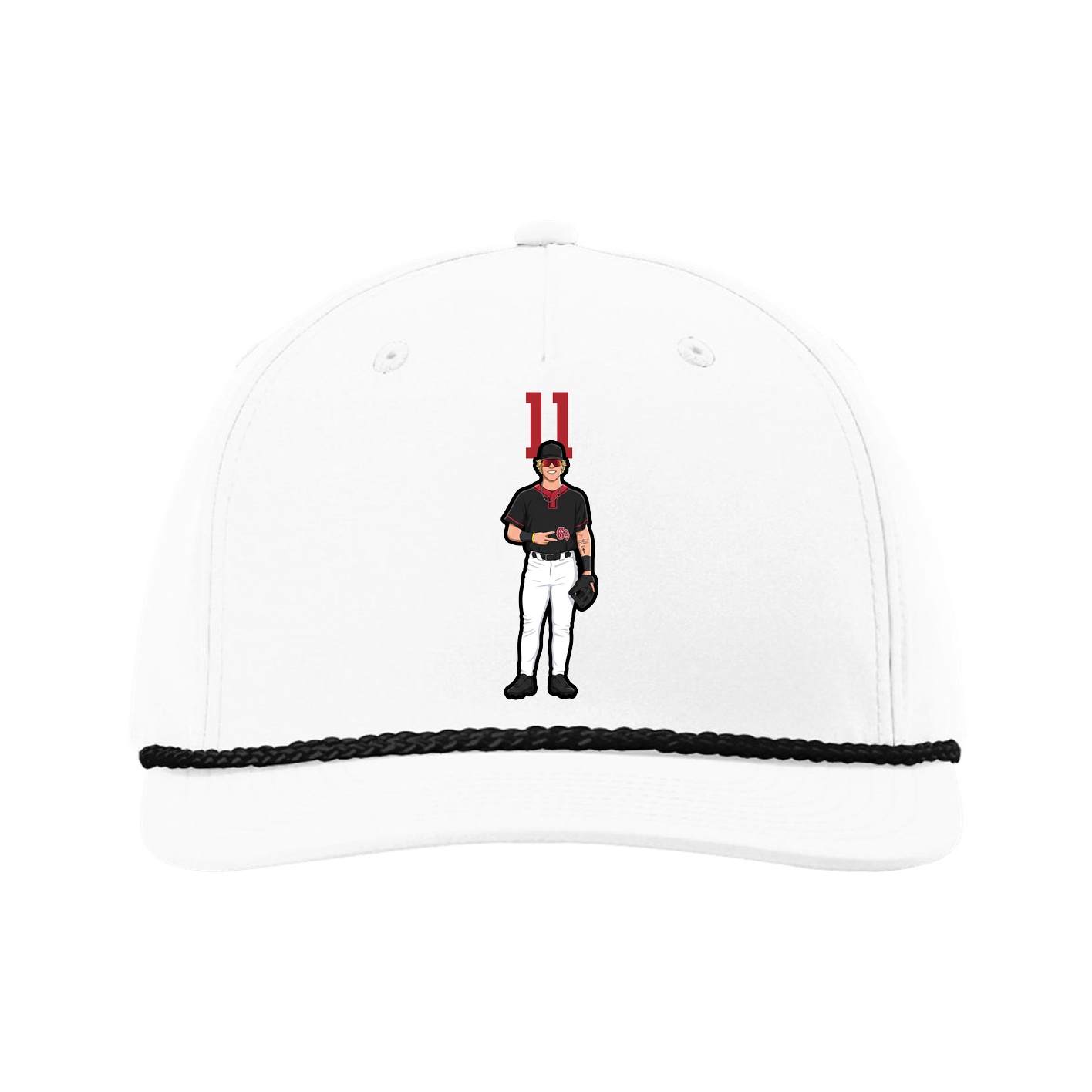 Five-Panel Classic Rope Cap — Number Top in White