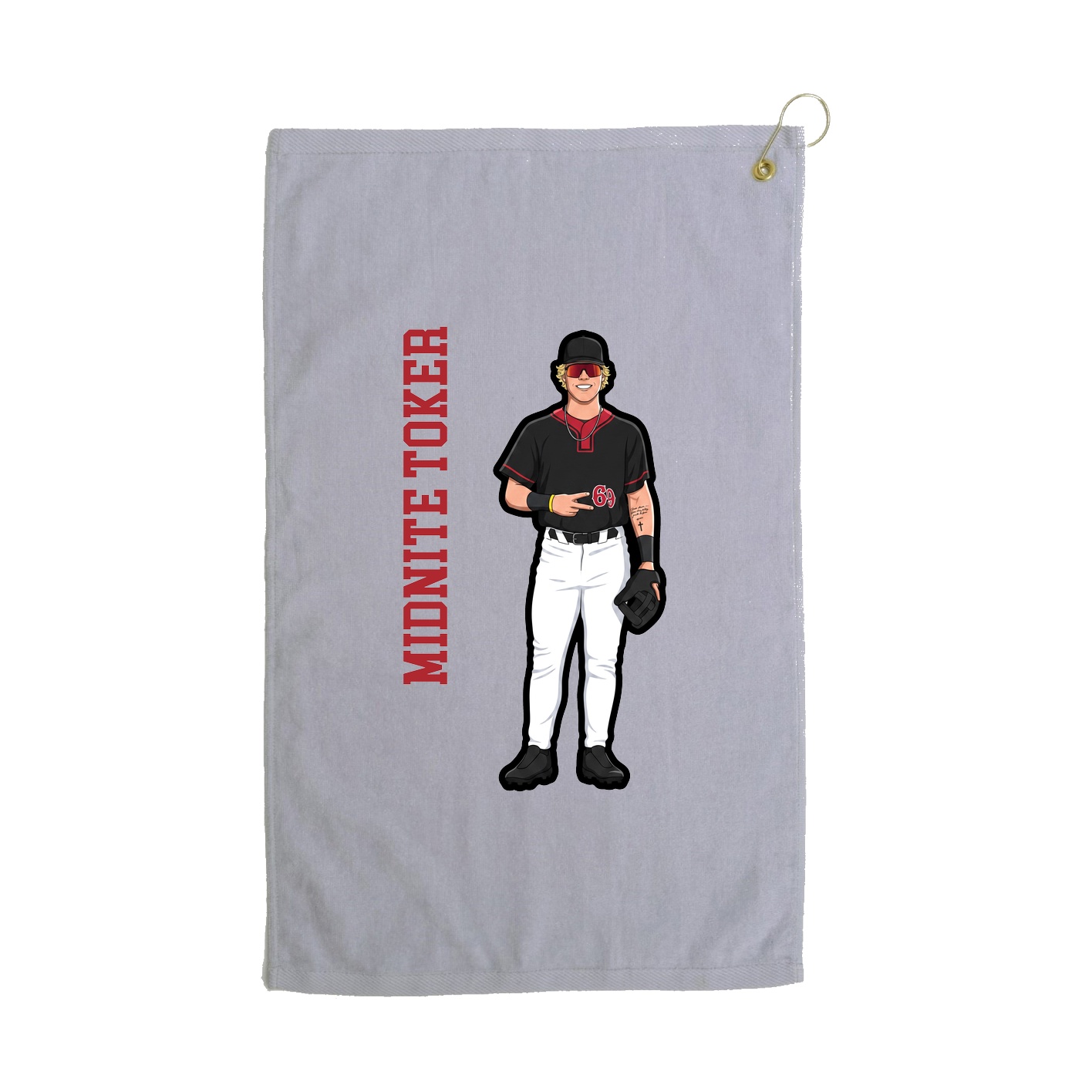 Golf Towel — Name Vertical in Grey
