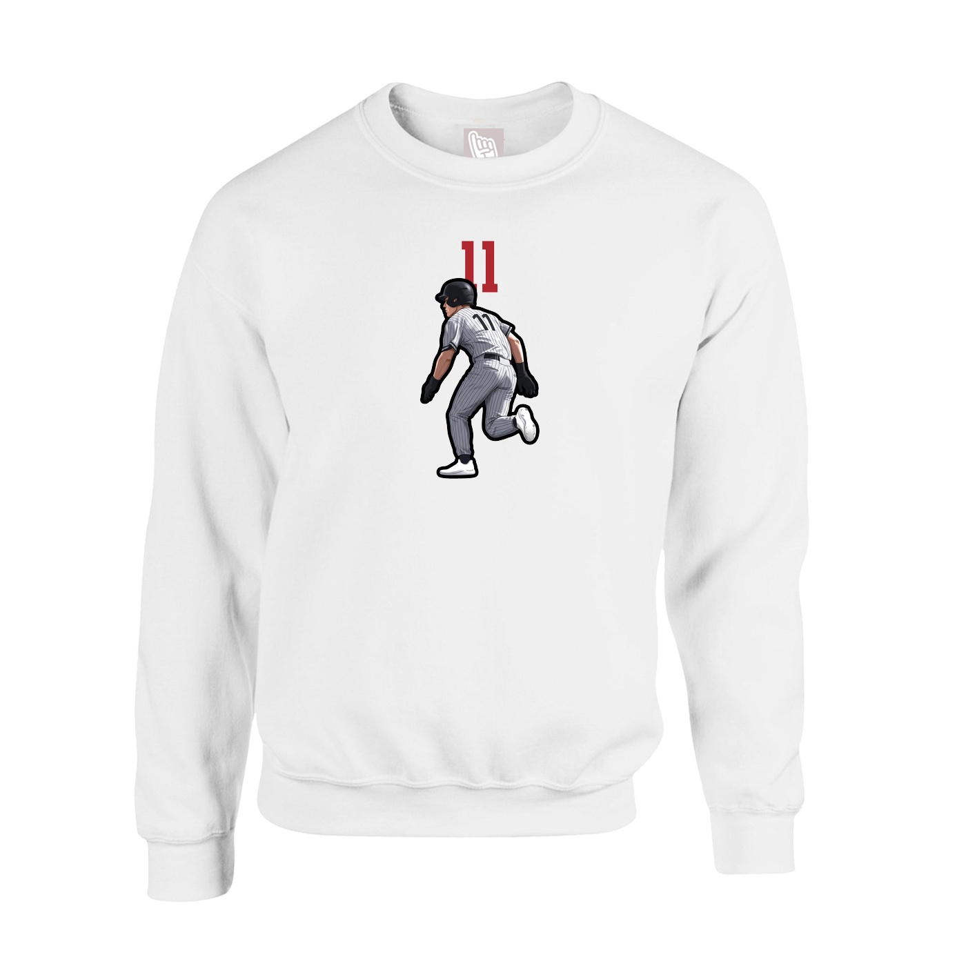 Fleece Crew — Number Top in White