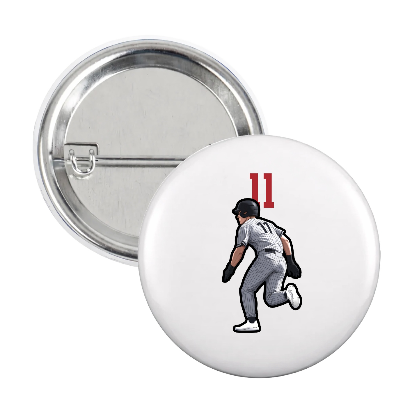 Game Day Button — Number Top in White
