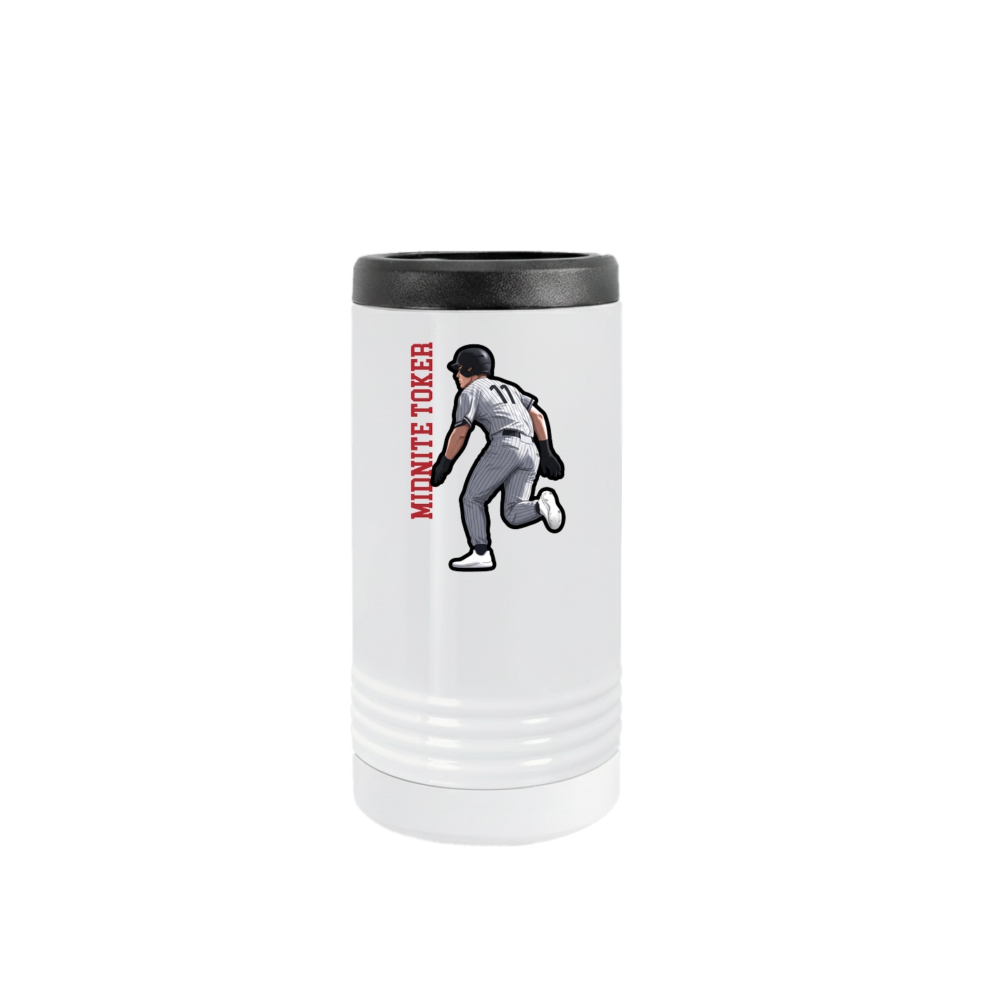 Slim Beverage Holder — Name Vertical in White