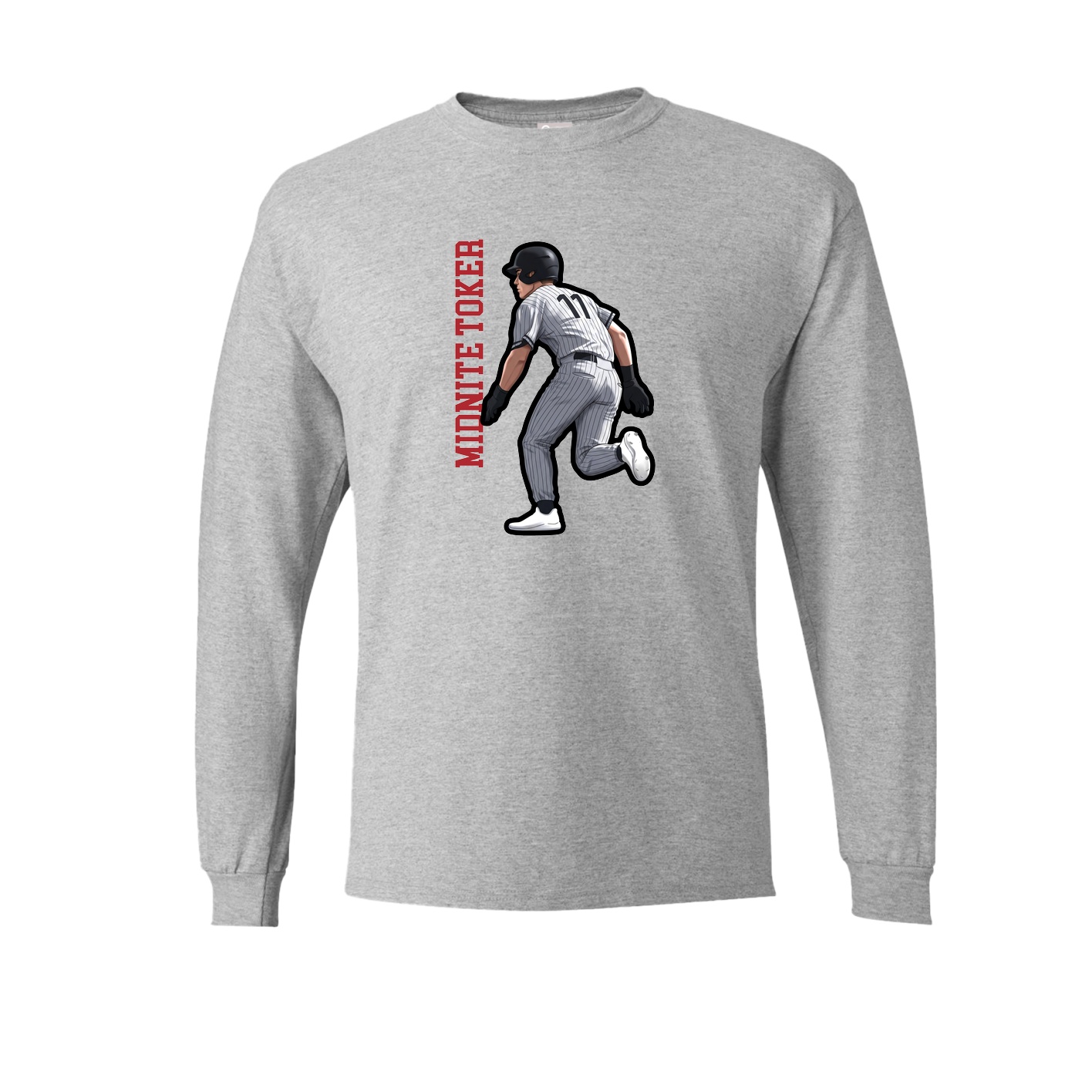 Long Sleeve Tee — Name Vertical in Grey