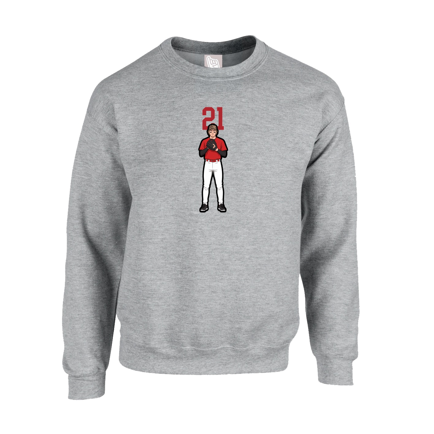 Fleece Crew — Number Top in Grey
