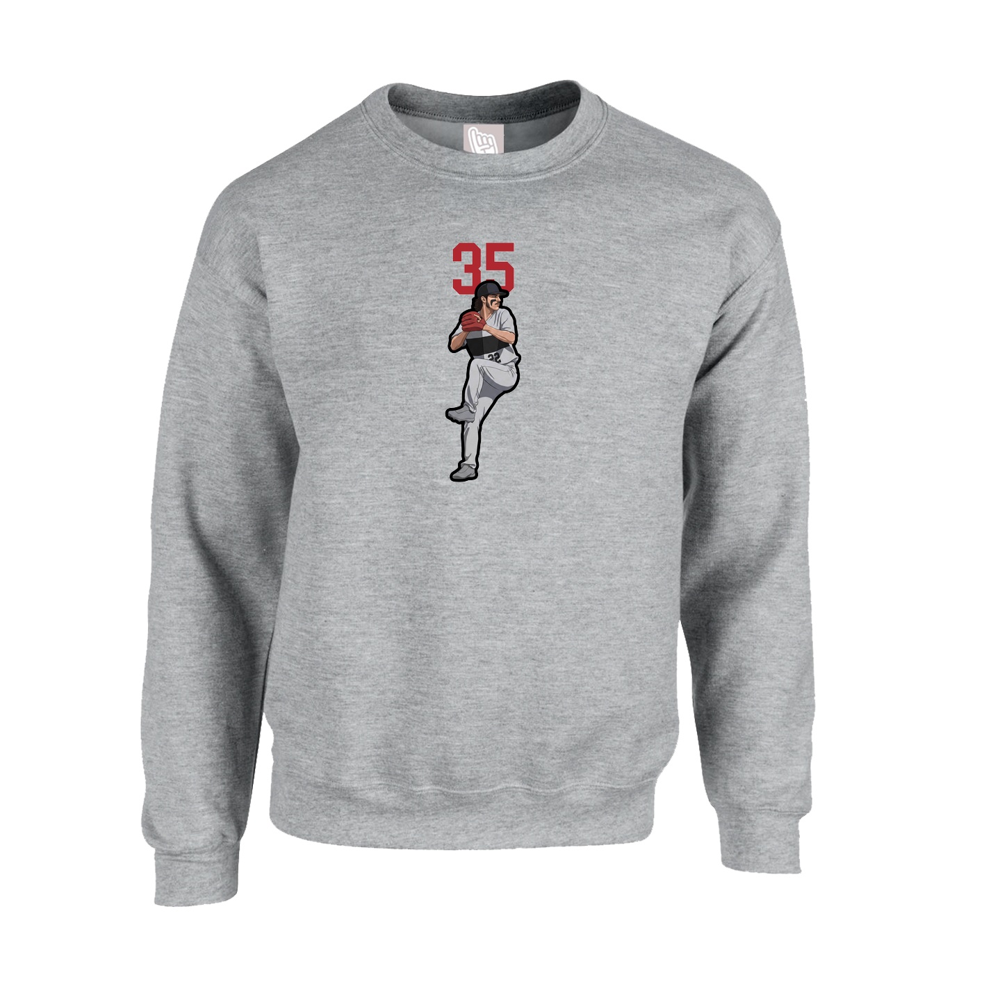 Fleece Crew — Number Top in Grey