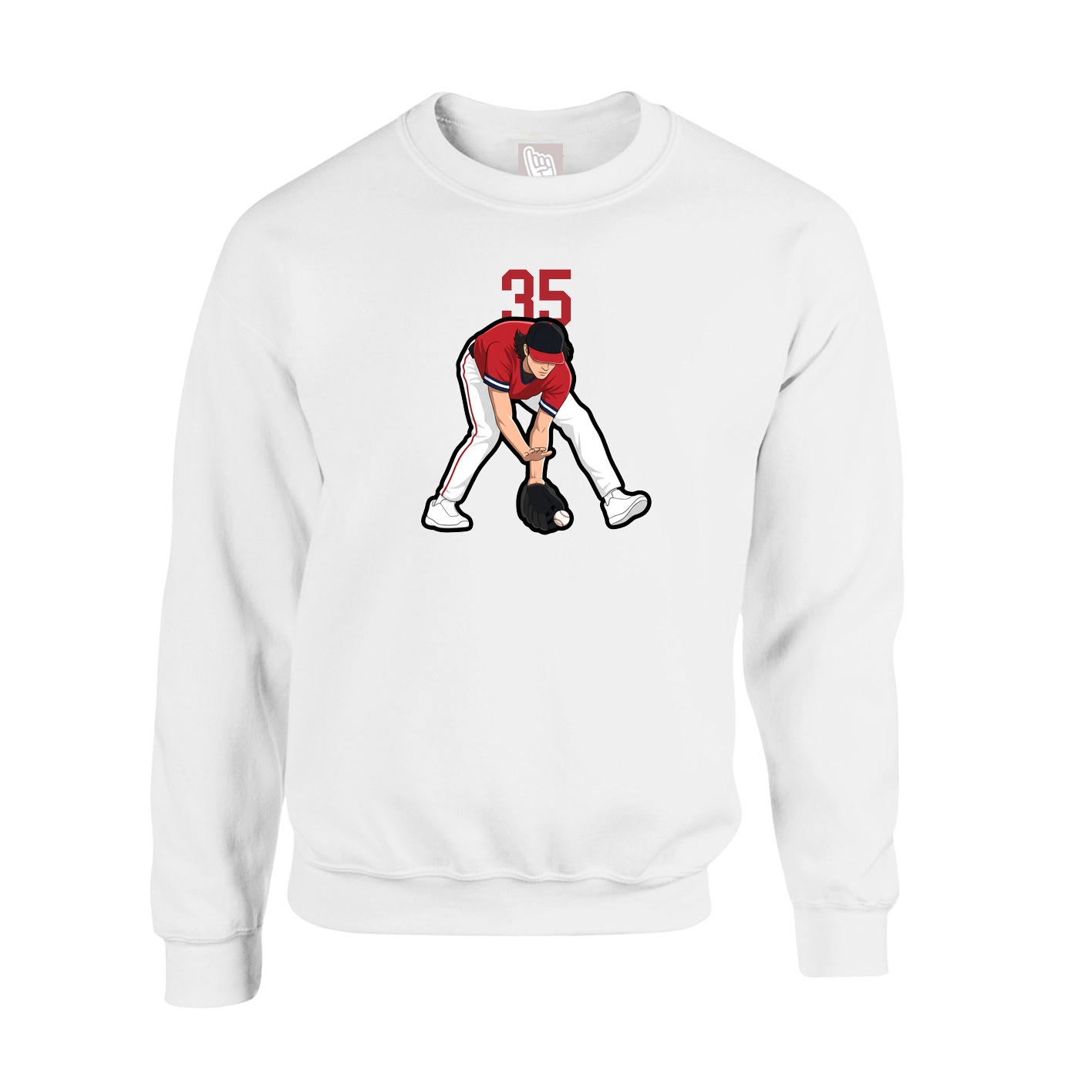 Fleece Crew — Number Top in White