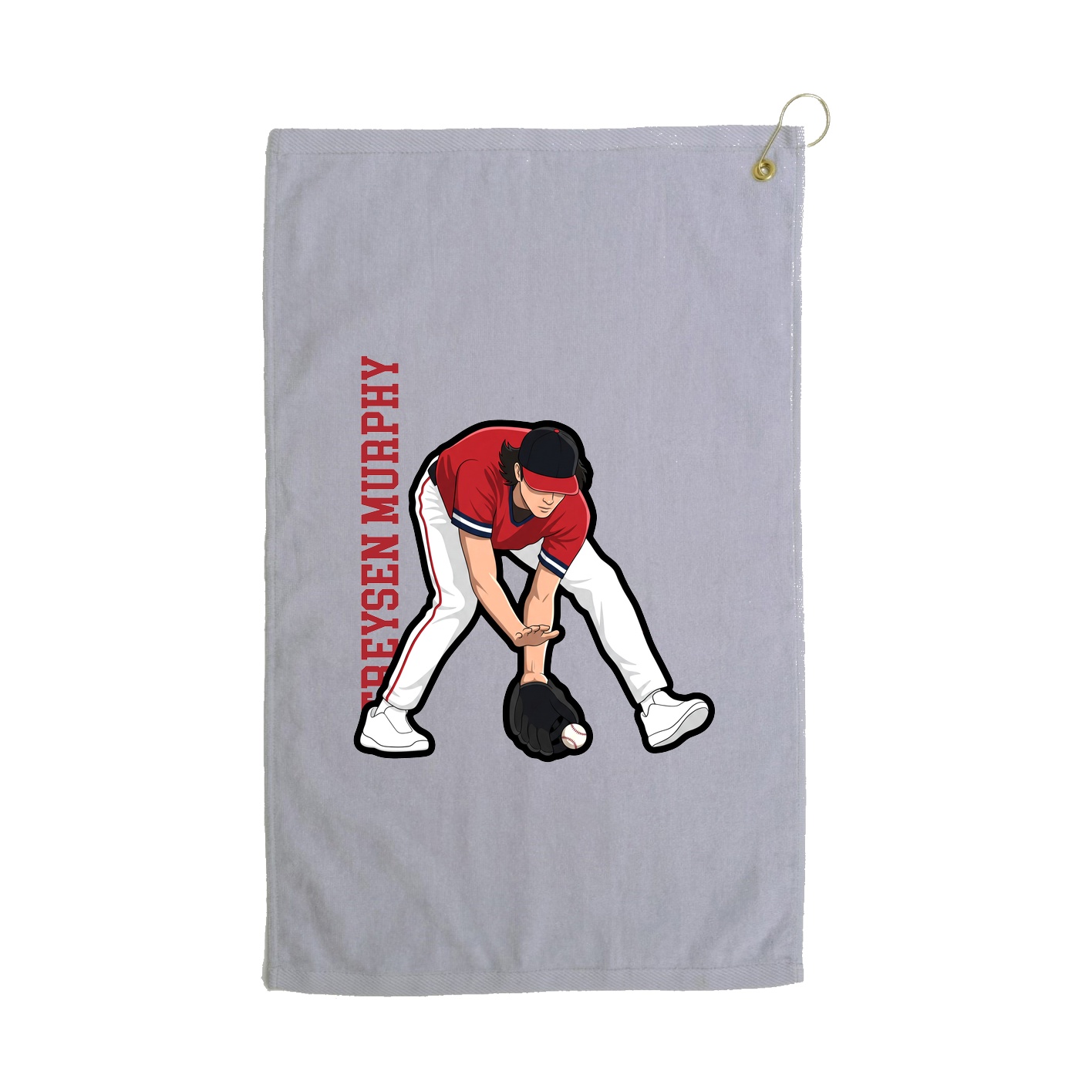 Golf Towel — Name Vertical in Grey
