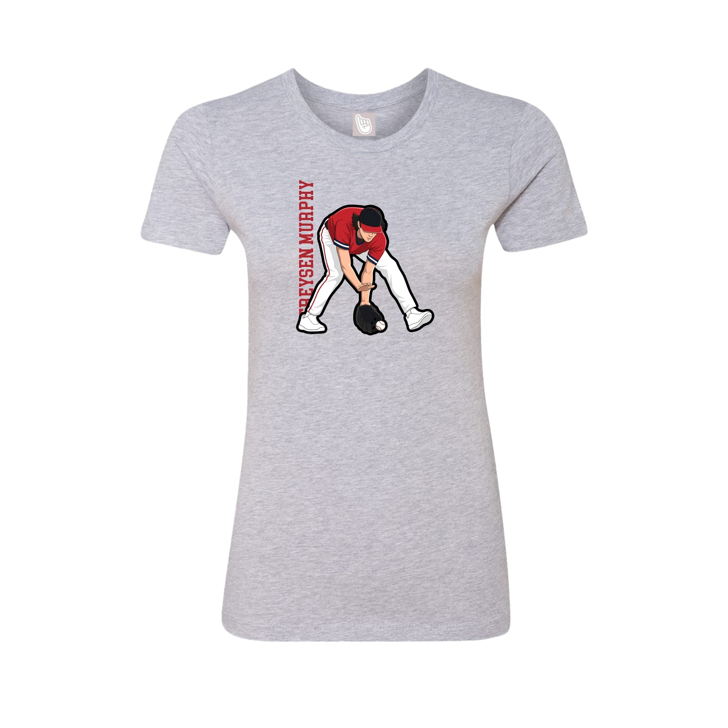 Womens Tee — Name Vertical in Grey