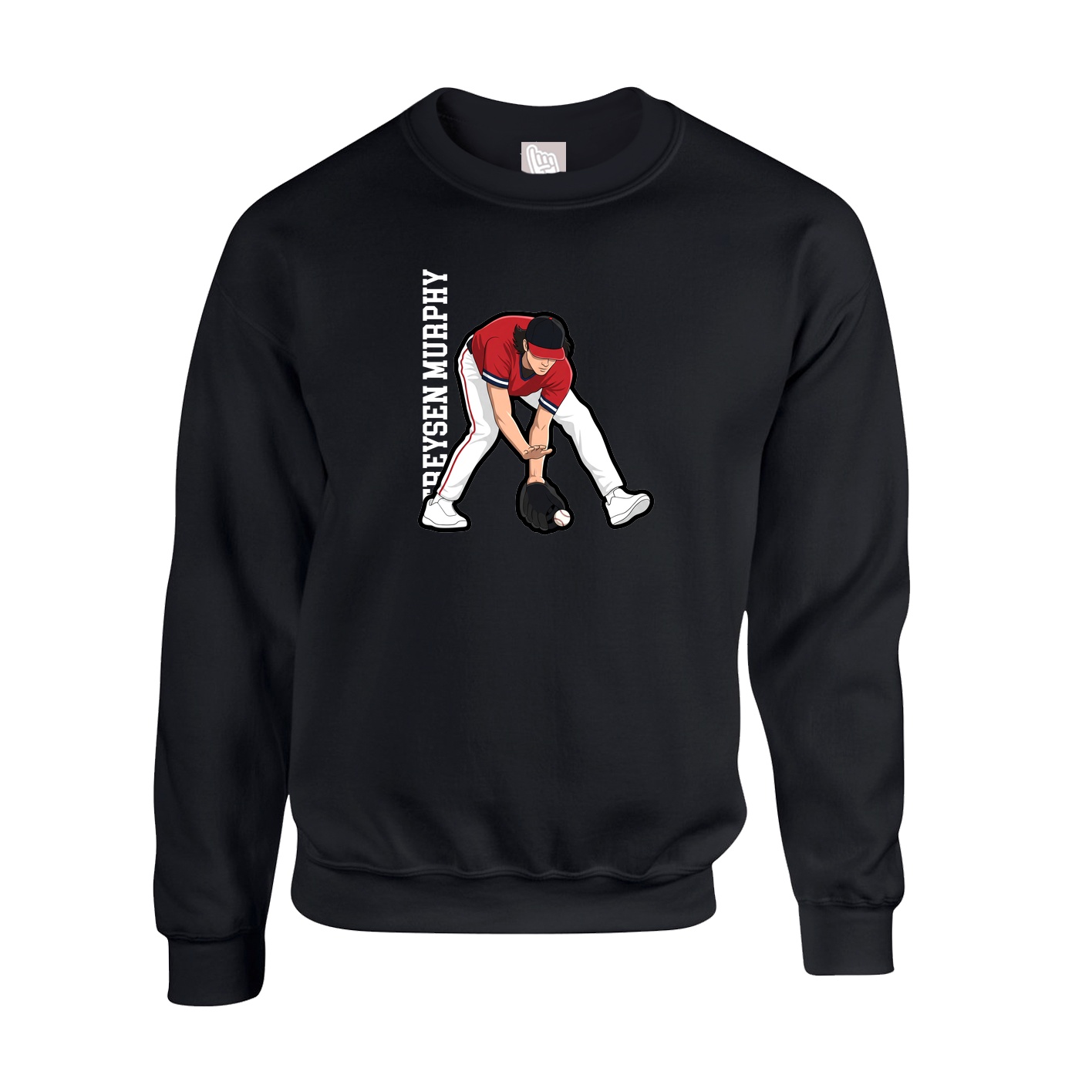 Fleece Crew — Name Vertical in Black