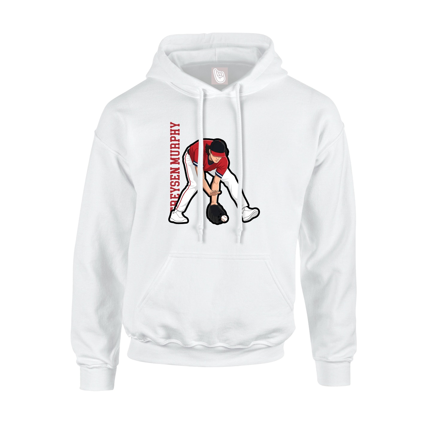 Youth Hoodie — Name Vertical in White