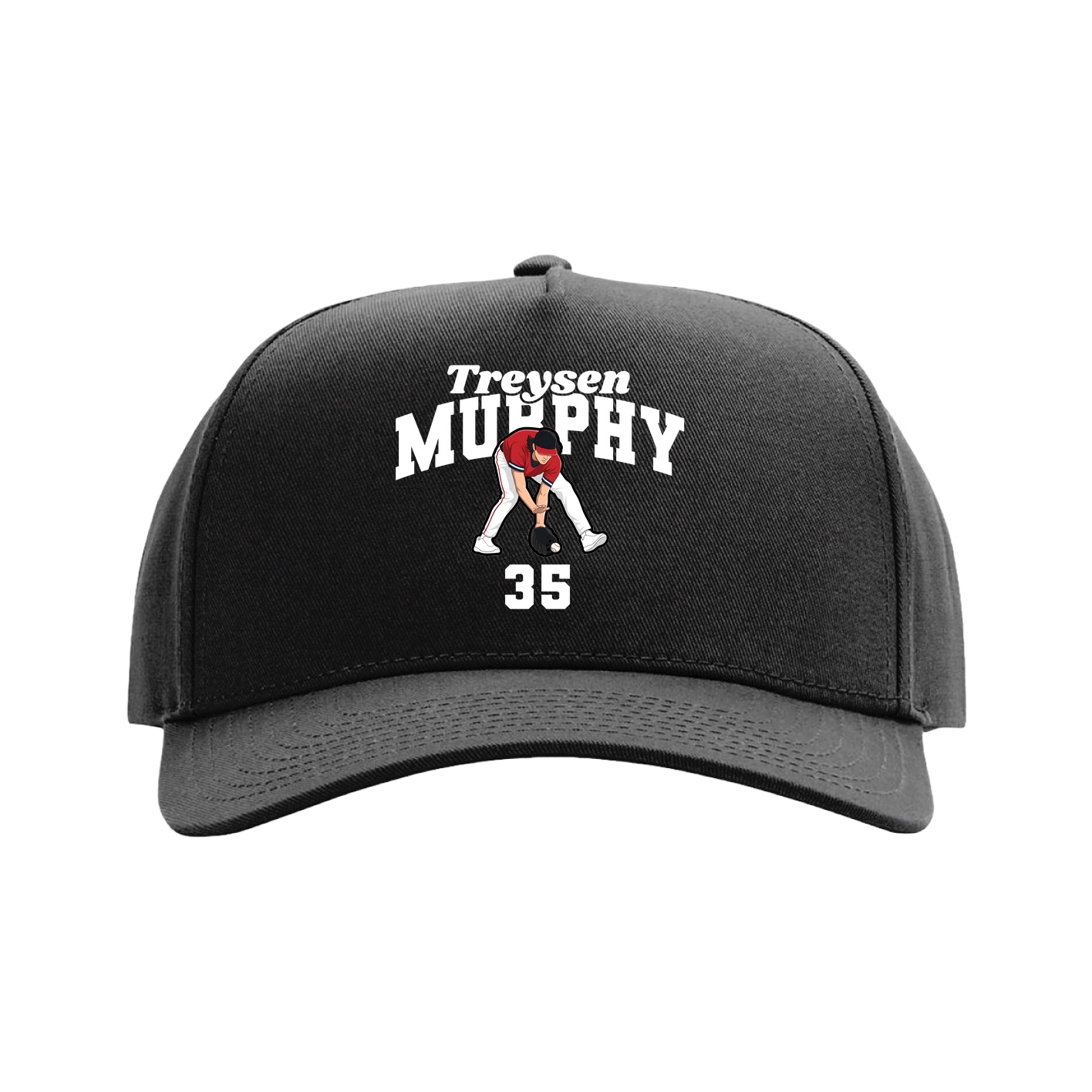 Full Fabric Five-Panel Champ Cap — Signature Arch in Black