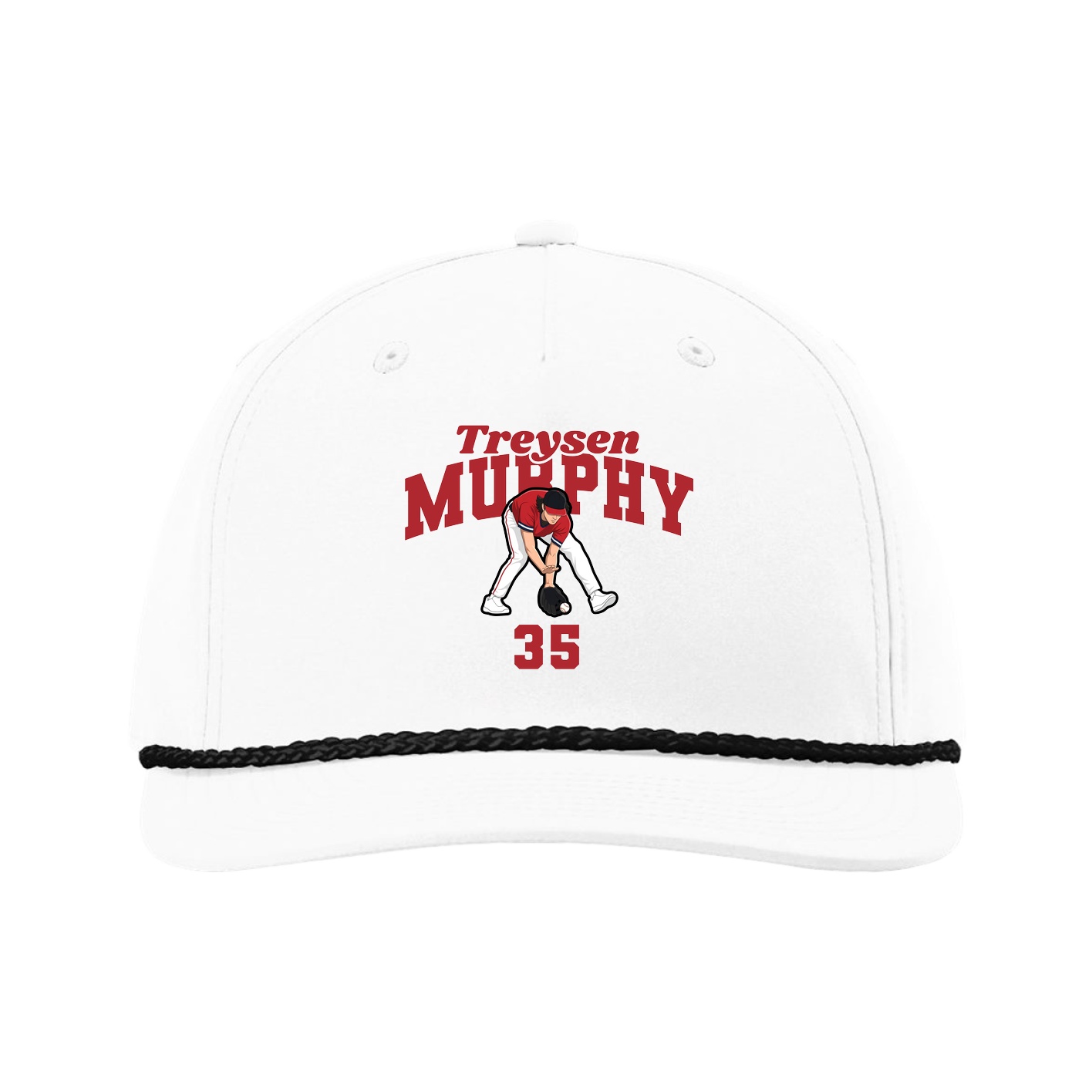 Five-Panel Classic Rope Cap — Signature Arch in White