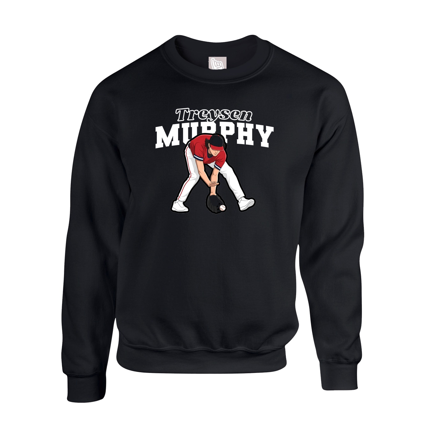 Fleece Crew — Name Arch in Black