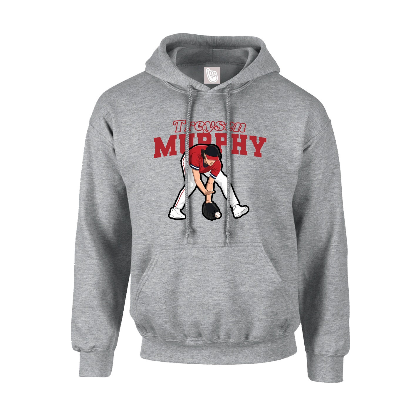 Youth Hoodie — Name Arch in Grey