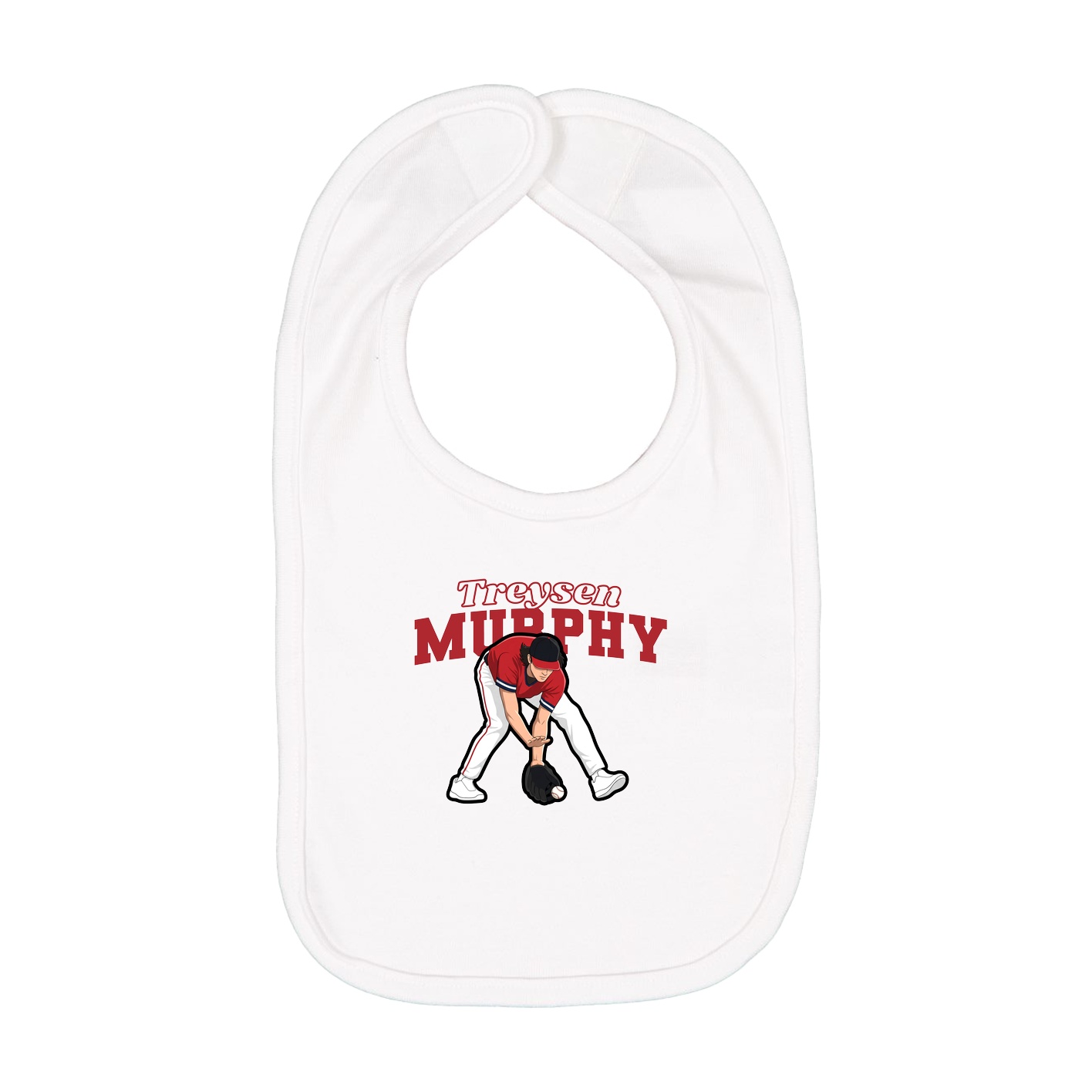 Infant Bib — Name Arch in White