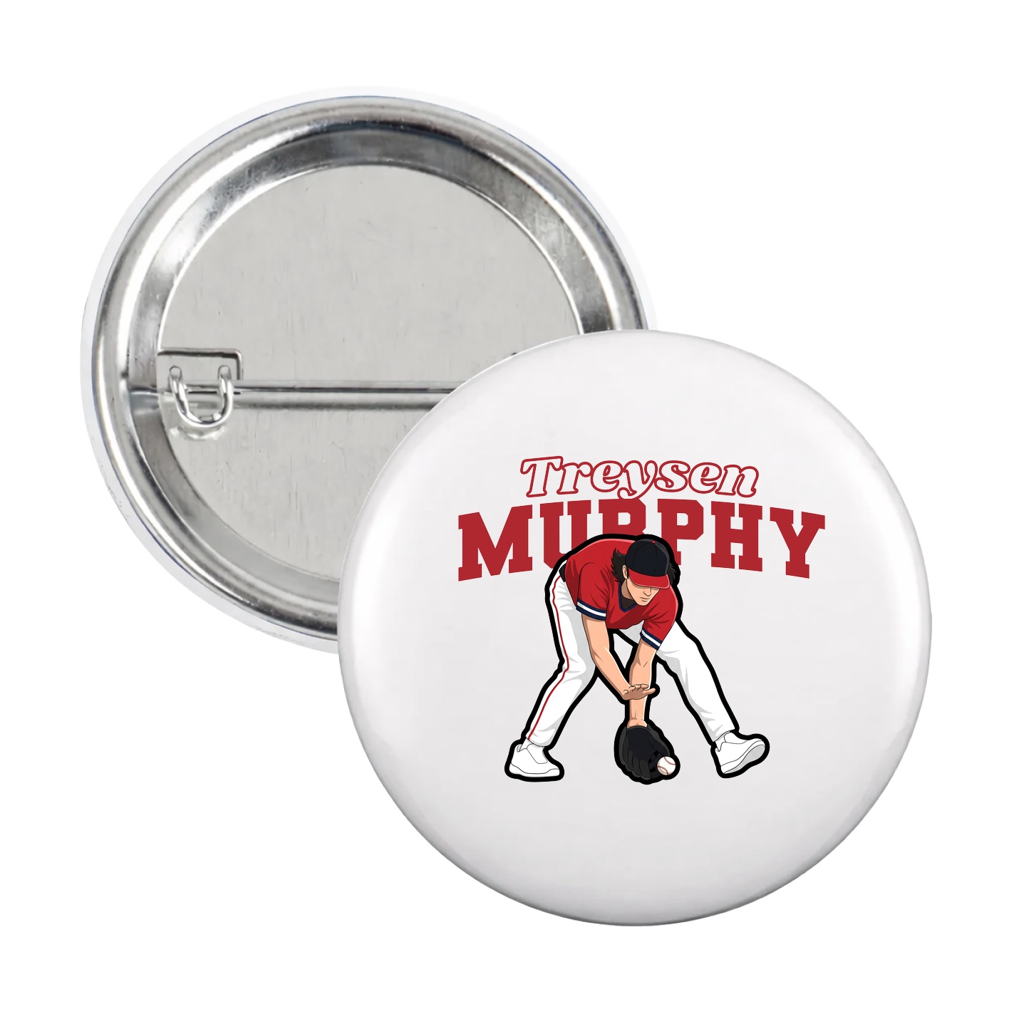 Game Day Button — Name Arch in White