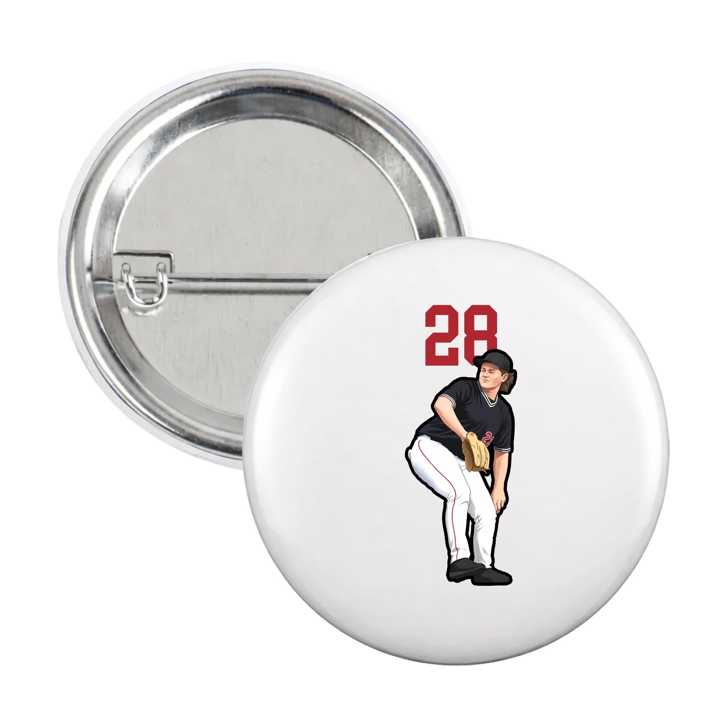 Game Day Button — Number Top in White