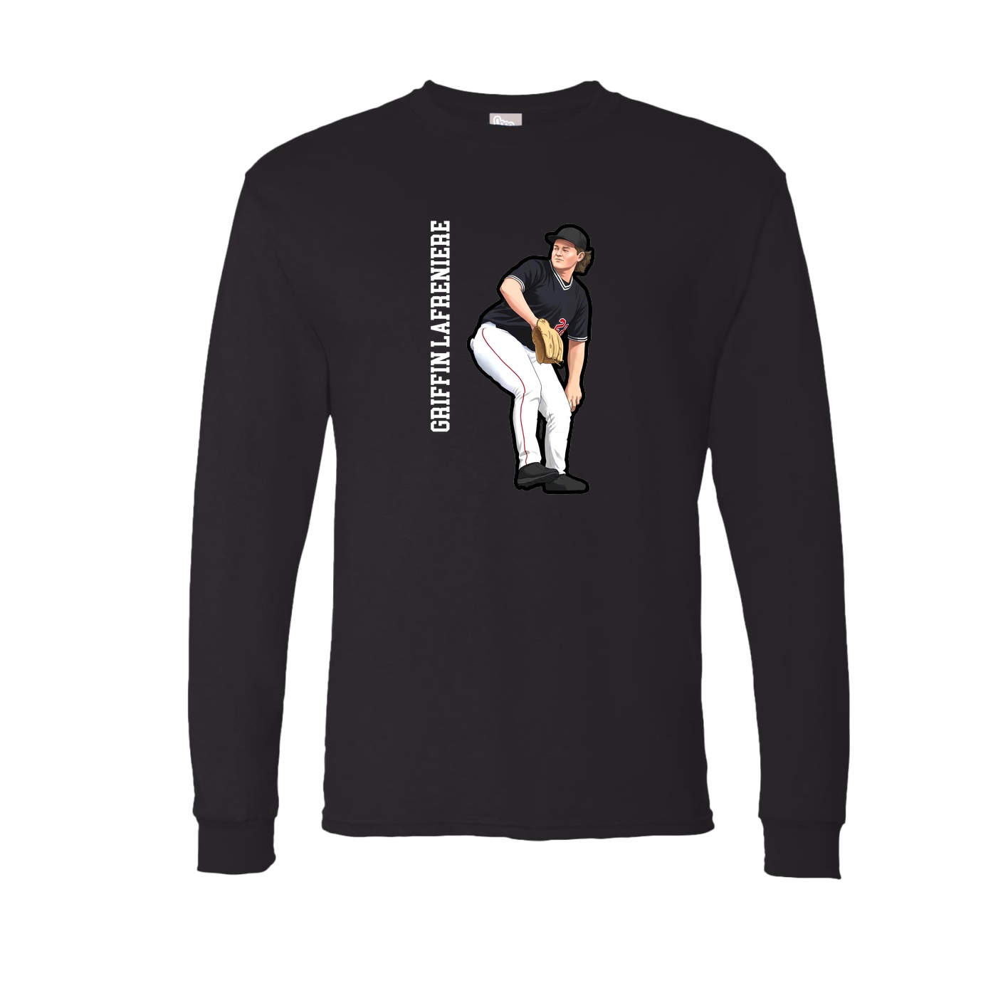 Long Sleeve Tee — Name Vertical in Black