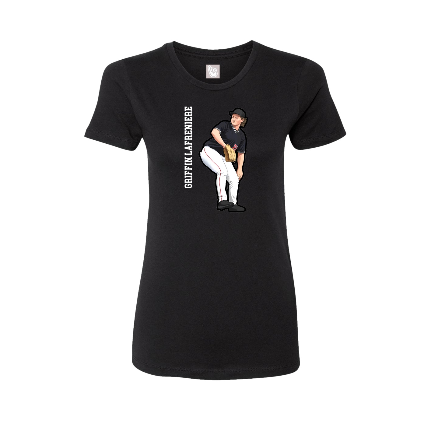 Fitted Women's Tee — Name Vertical in Black