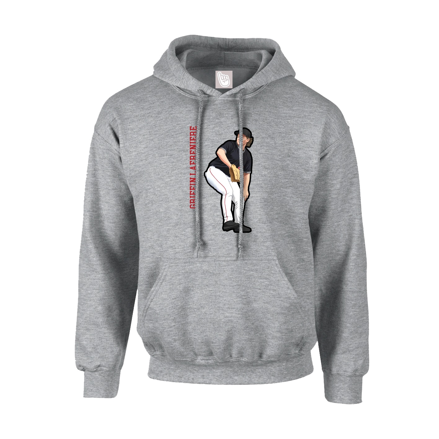 Youth Hoodie — Name Vertical in Grey