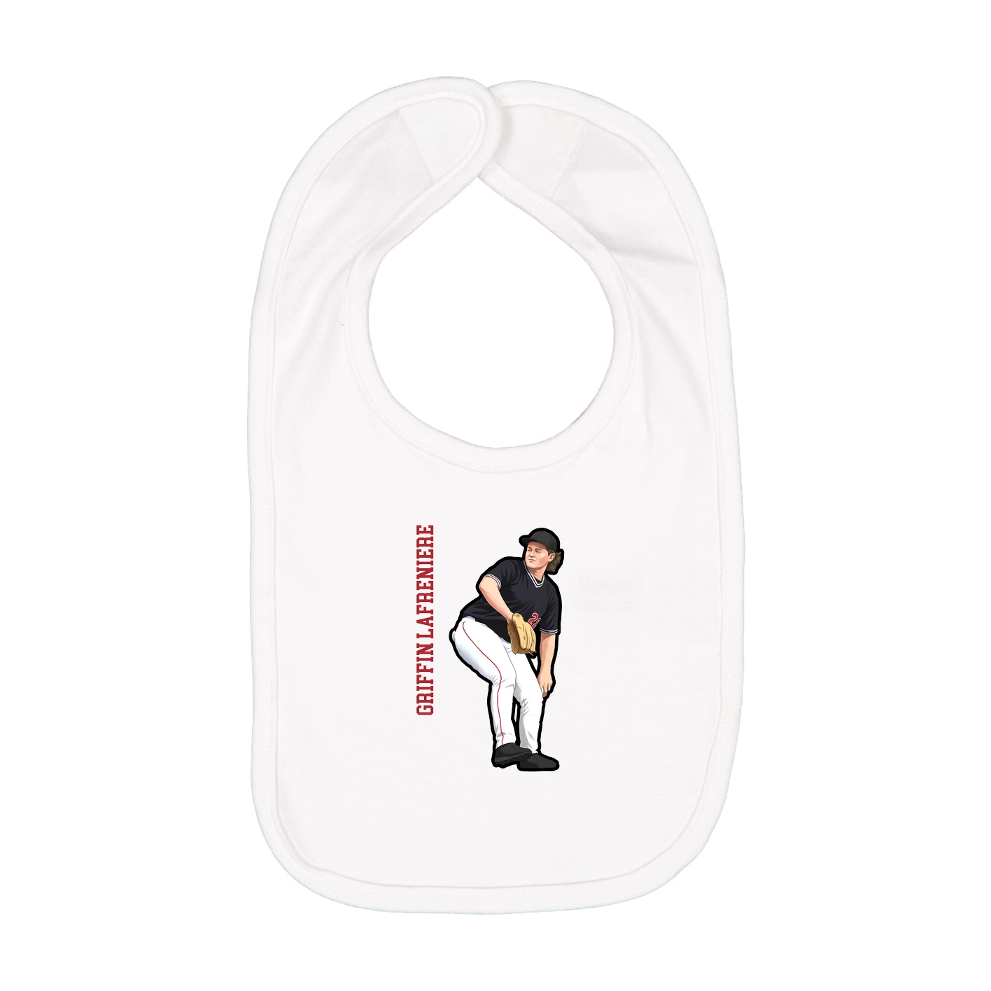 Infant Bib — Name Vertical in White