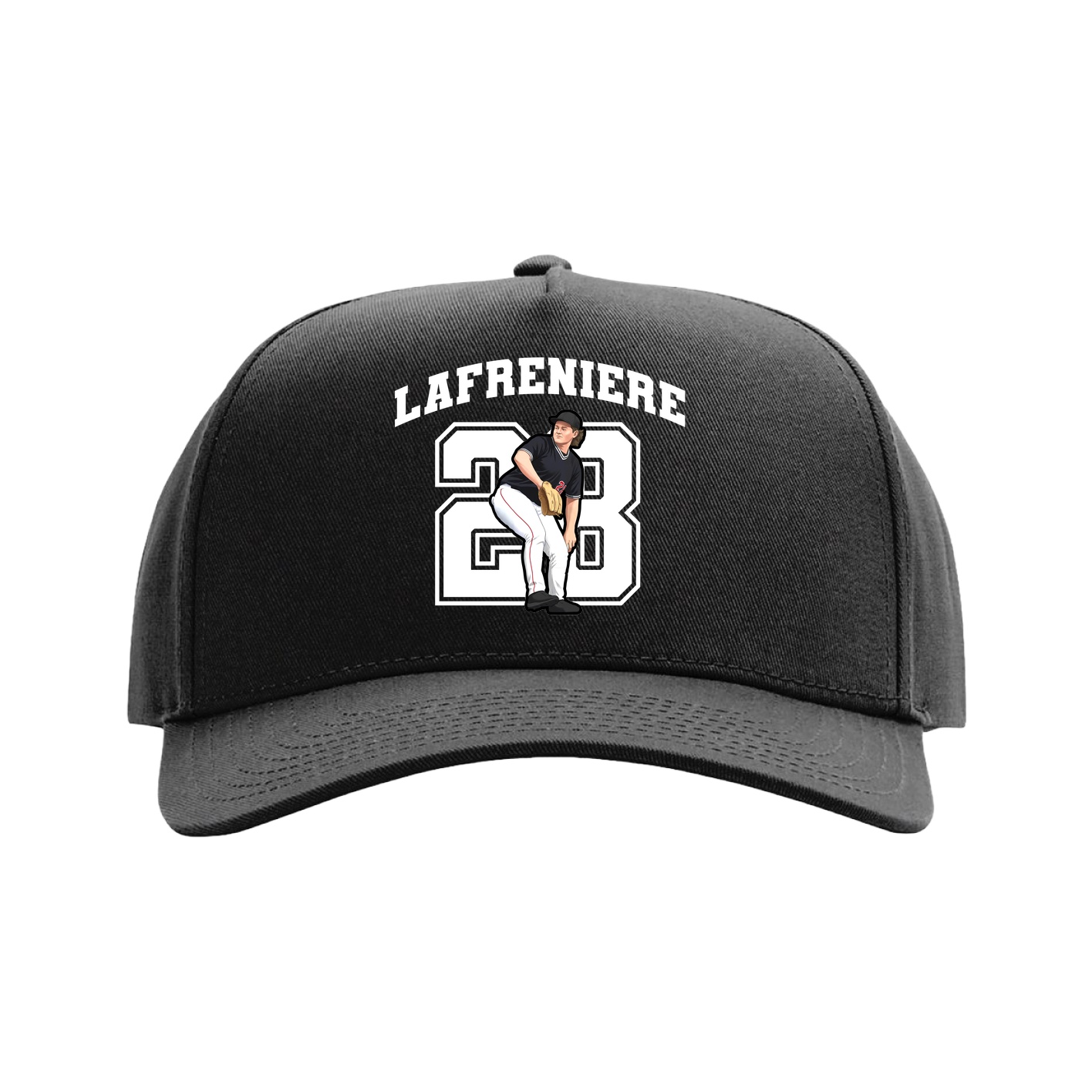 Full Fabric Five-Panel Champ Cap — Number in Black