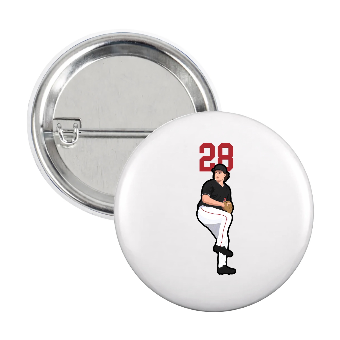 Game Day Button — Number Top in White