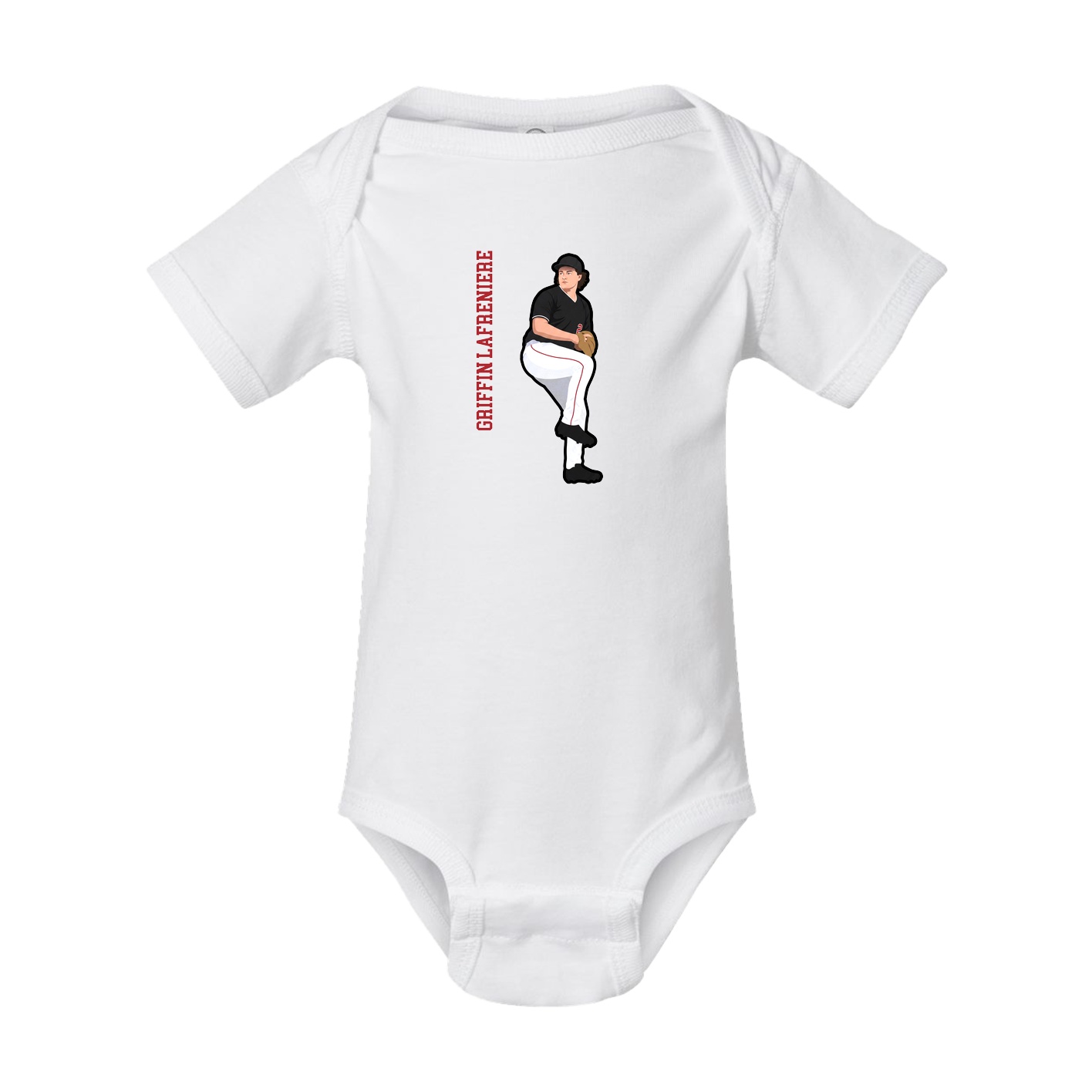 Baby Onesie — Name Vertical in White