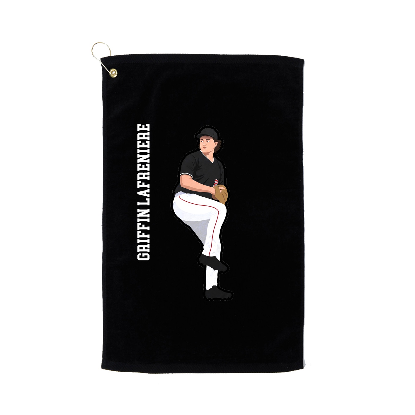 Golf Towel — Name Vertical in Black
