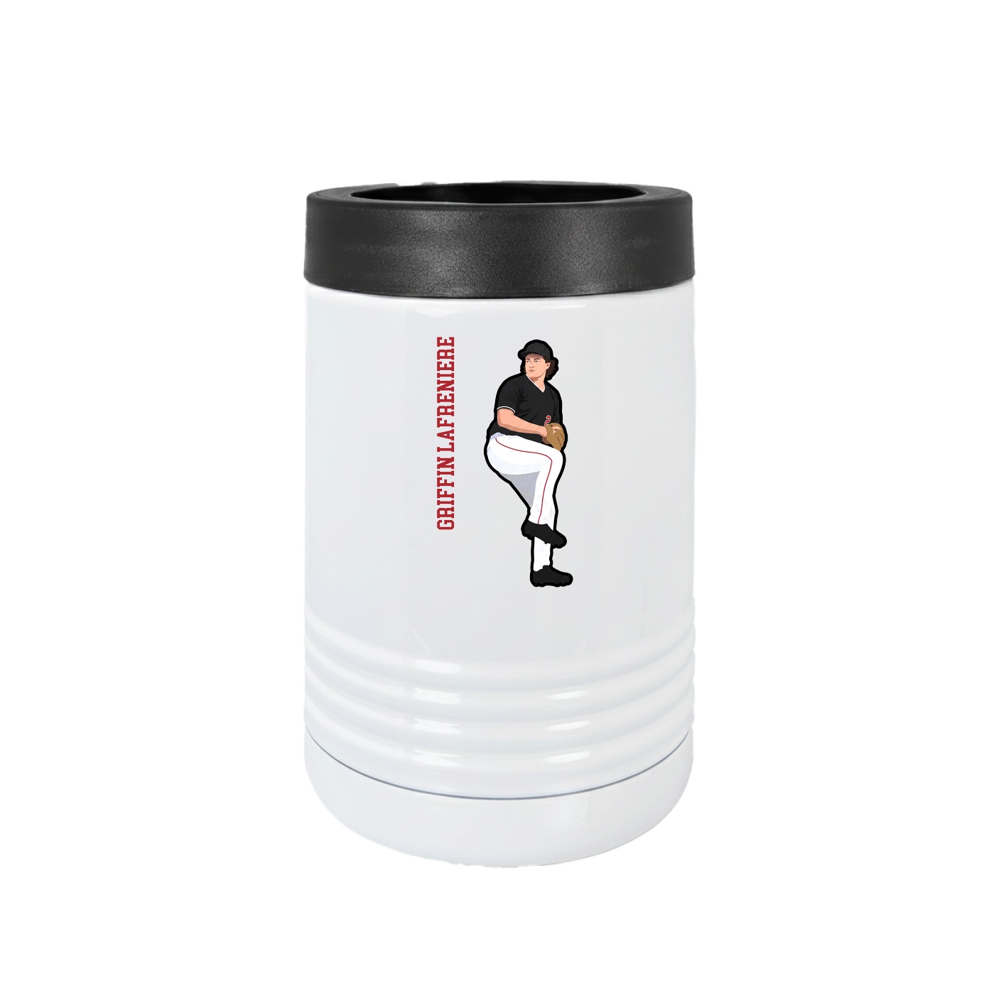 Beverage Holder — Name Vertical in White