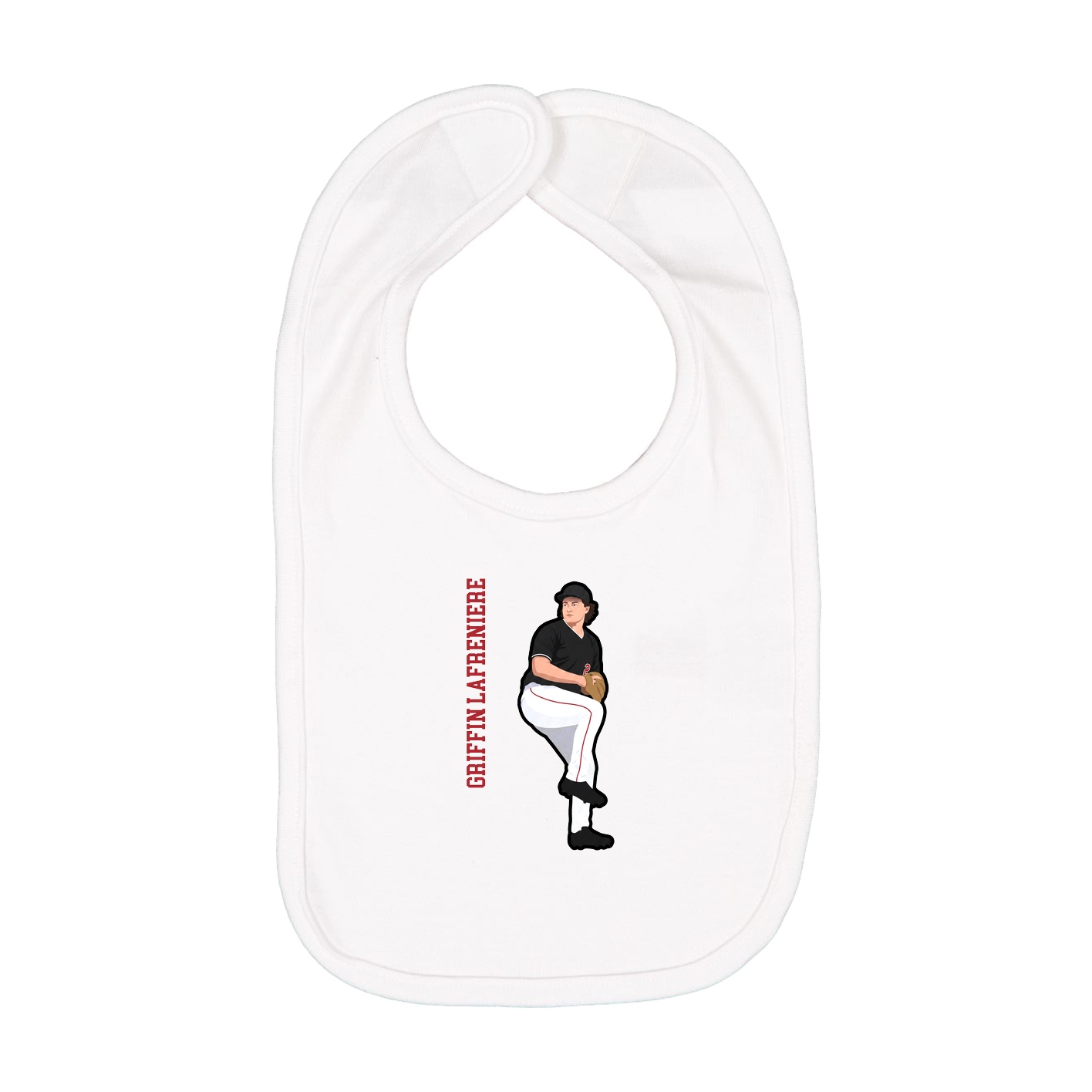 Infant Bib — Name Vertical in White