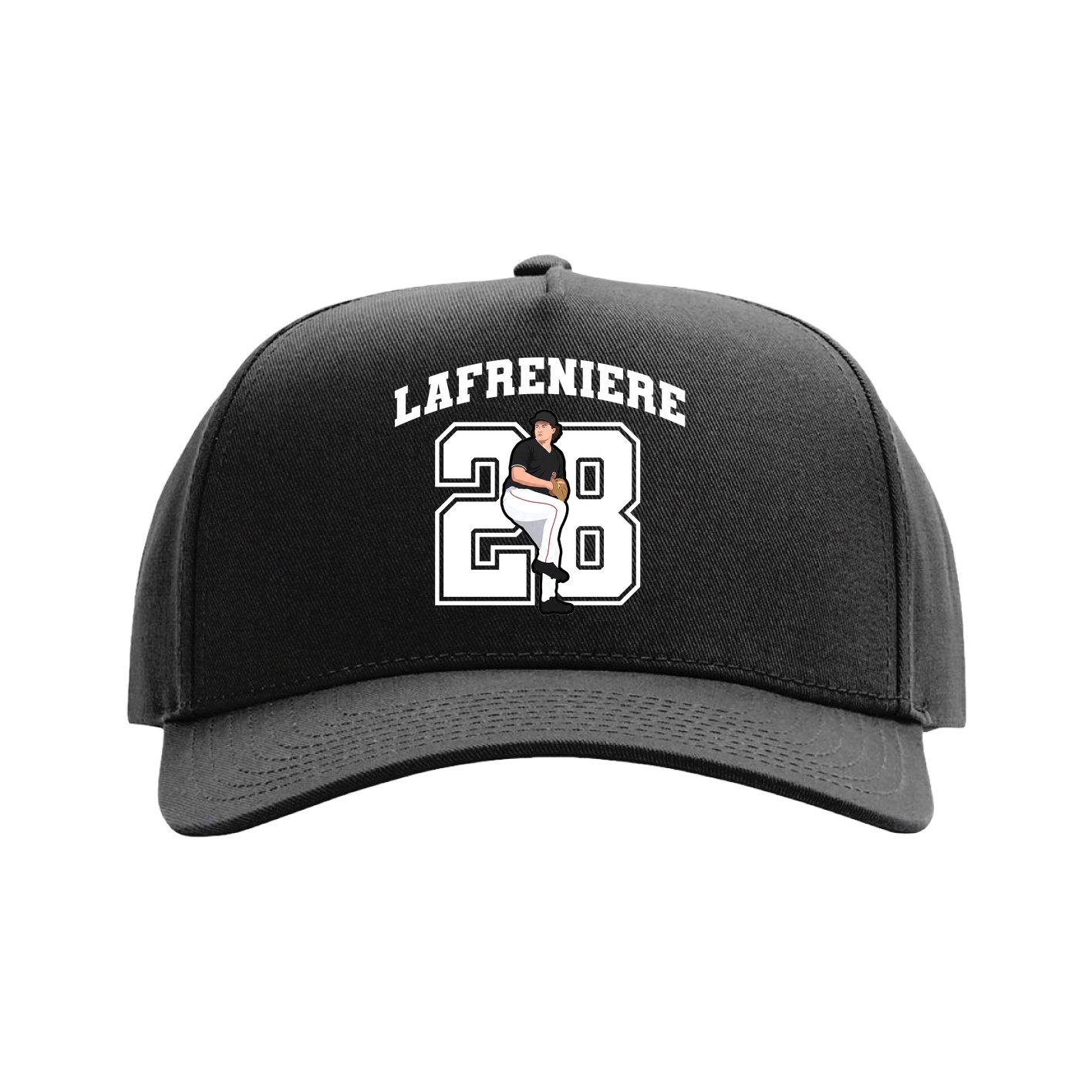 Full Fabric Five-Panel Champ Cap — Number in Black