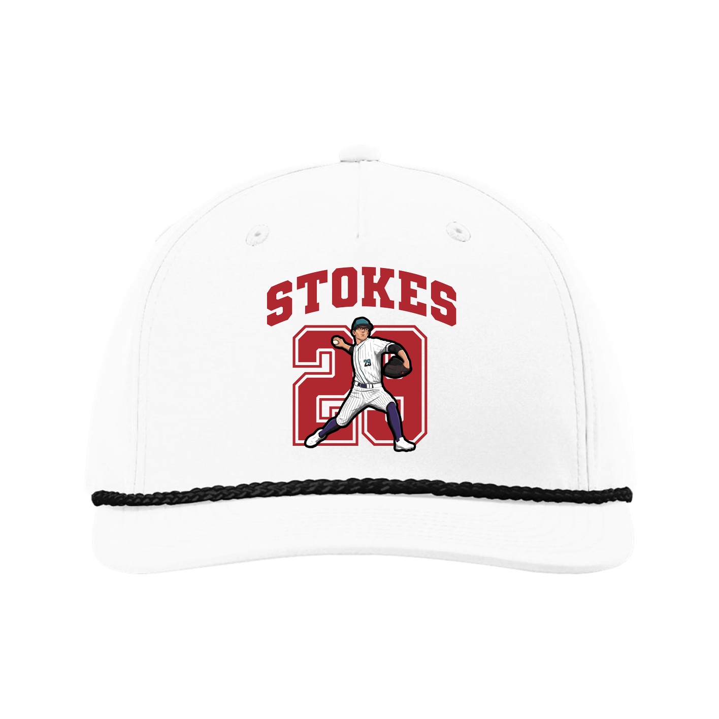 Five-Panel Classic Rope Cap — Number in White