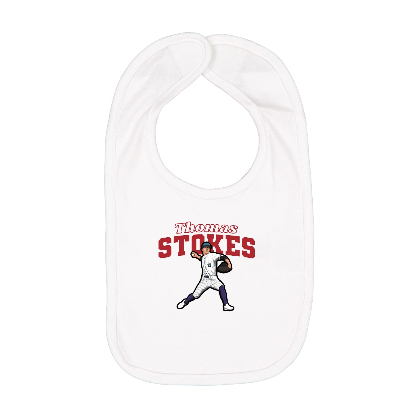 Infant Bib — Name Arch in White