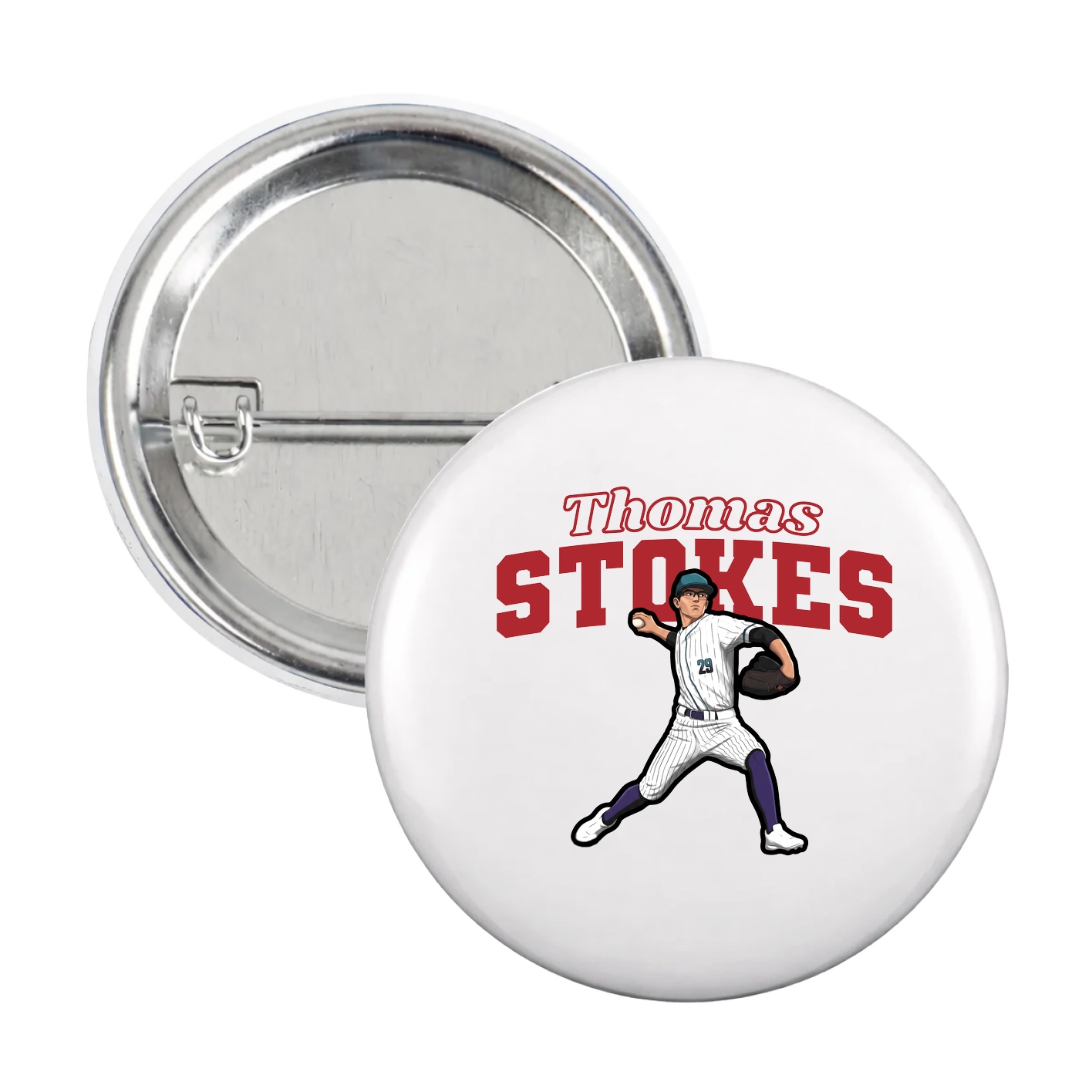 Game Day Button — Name Arch in White