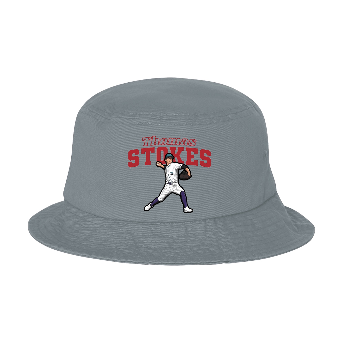 Bucket Cap — Name Arch in Grey
