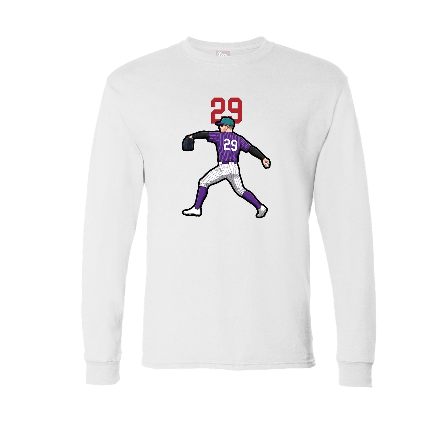 Long Sleeve Tee — Number Top in White