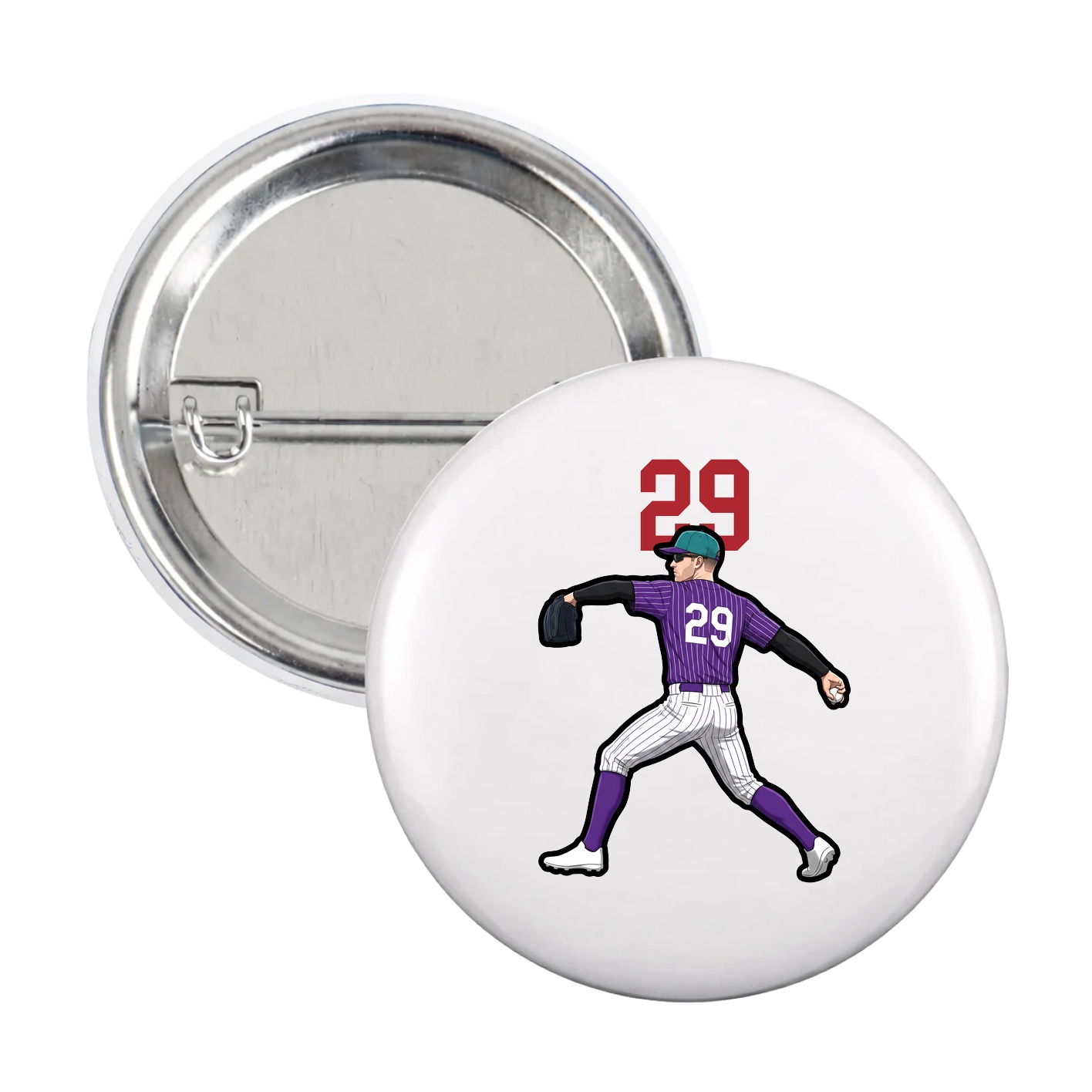 Game Day Button — Number Top in White