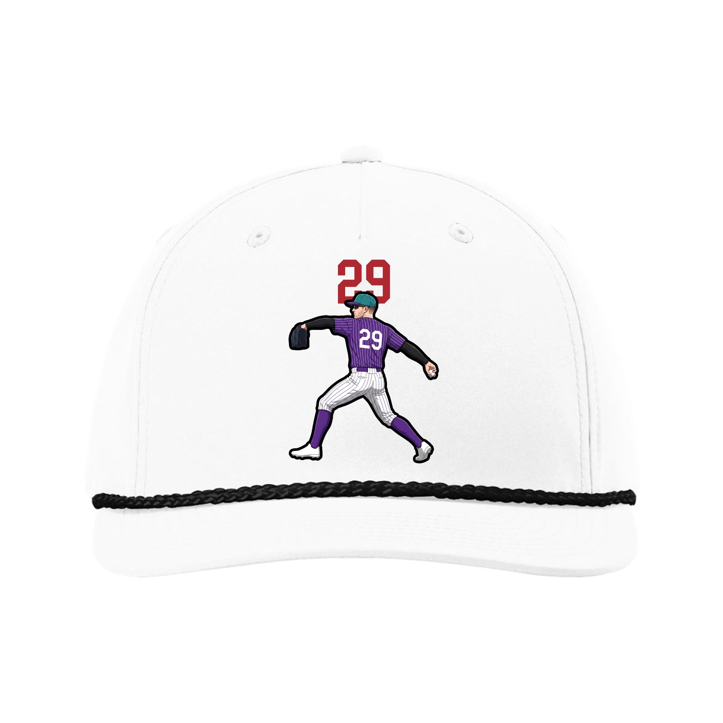 Five-Panel Classic Rope Cap — Number Top in White