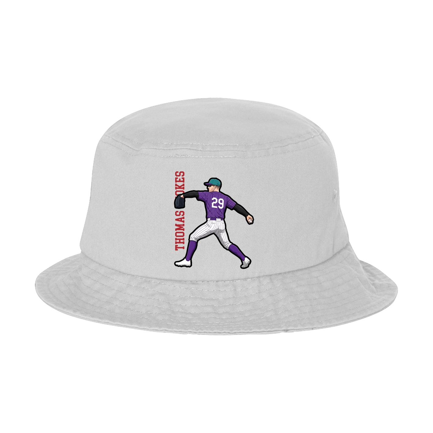 Bucket Cap — Name Vertical in White