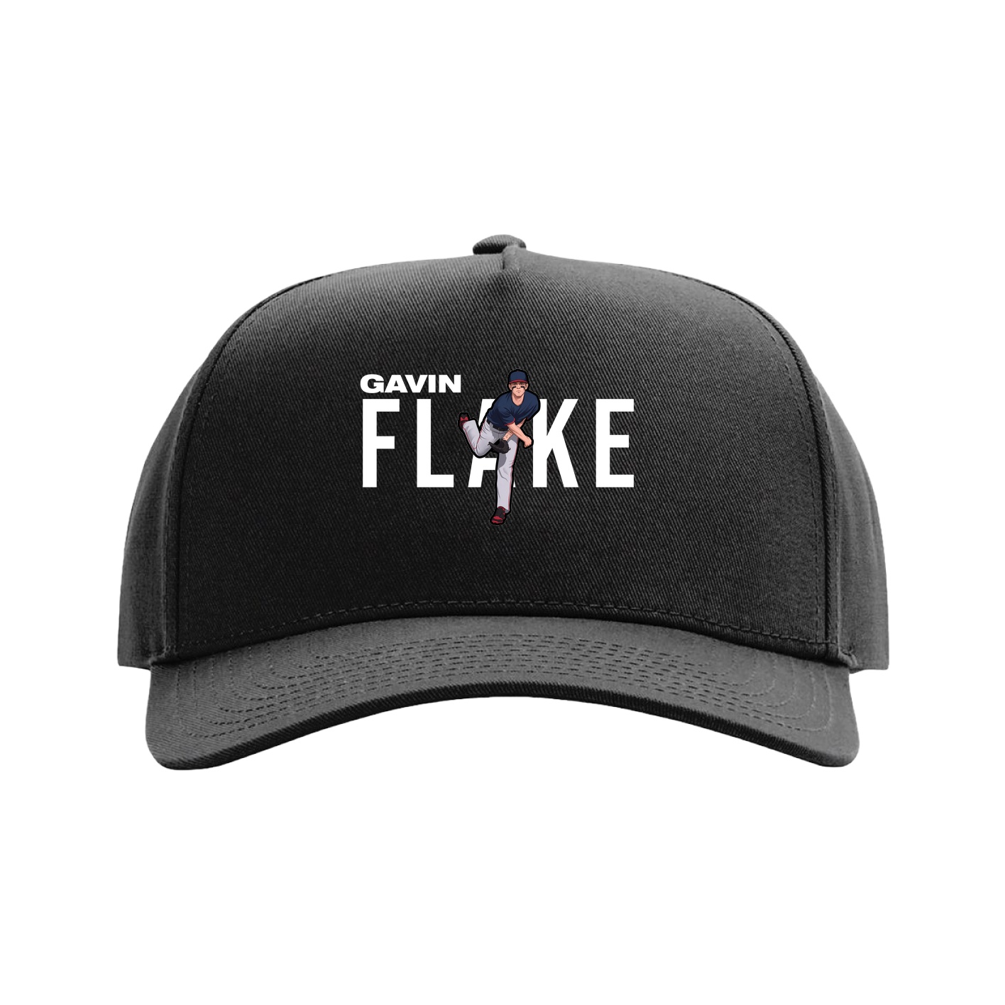 Full Fabric Five-Panel Champ Cap — Player Name in Black