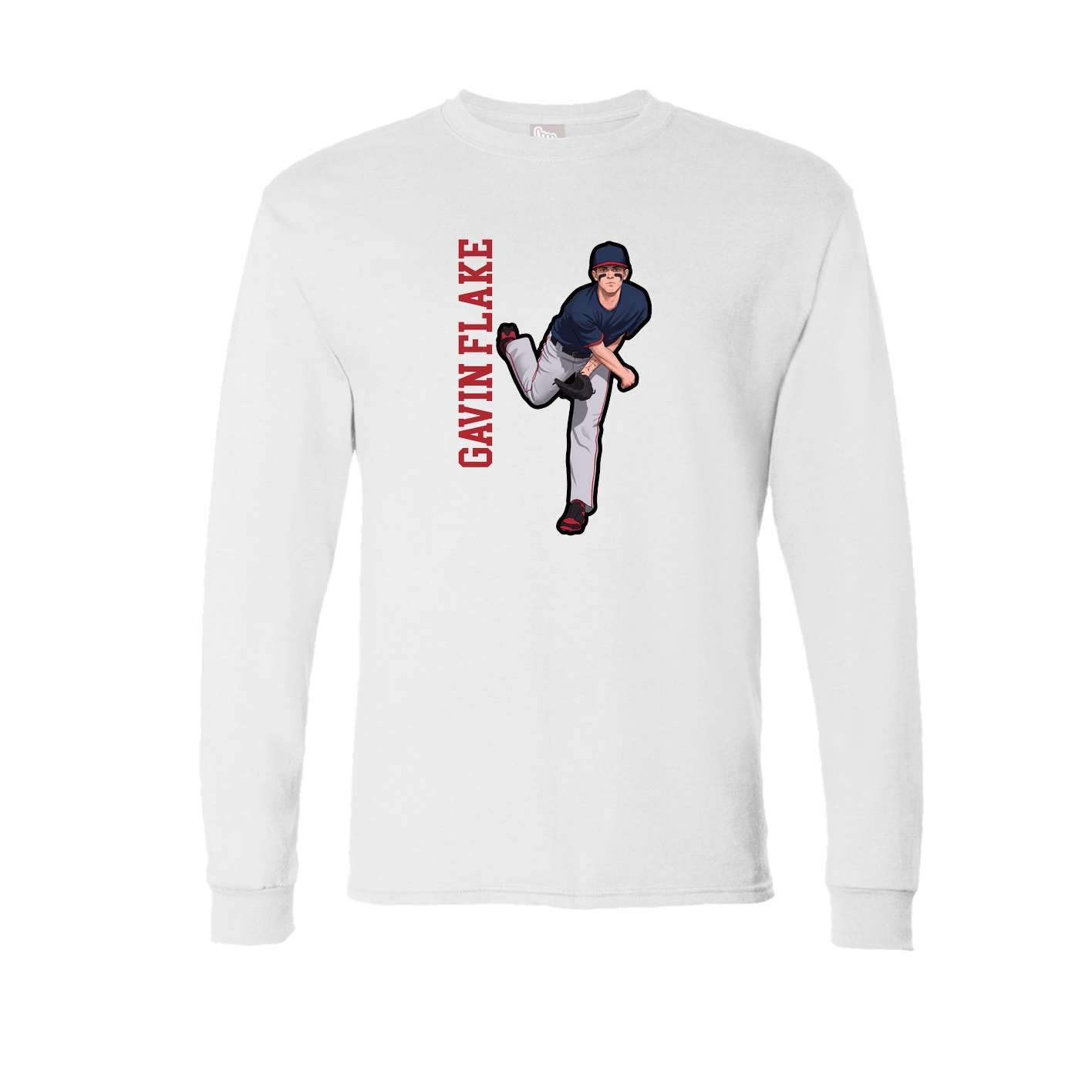 Long Sleeve Tee — Name Vertical in White