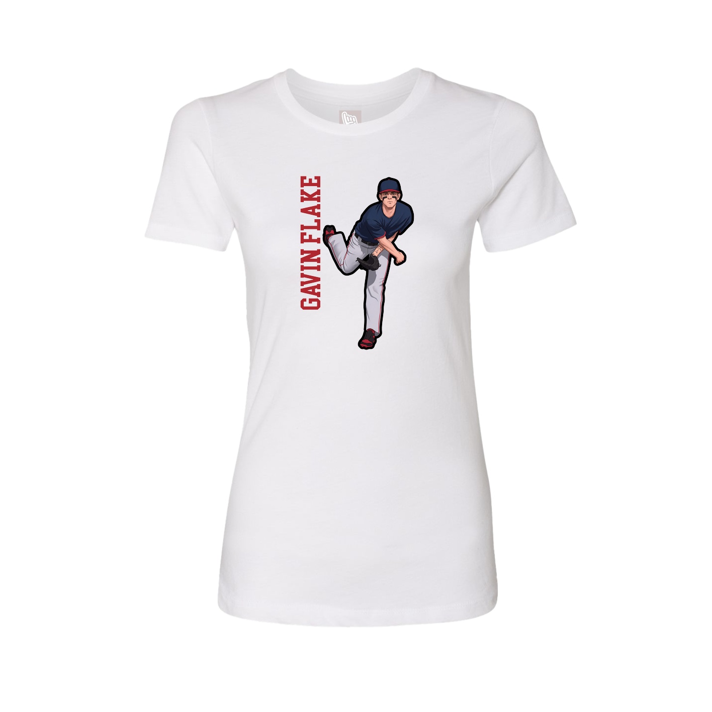 Fitted Women's Tee — Name Vertical in White