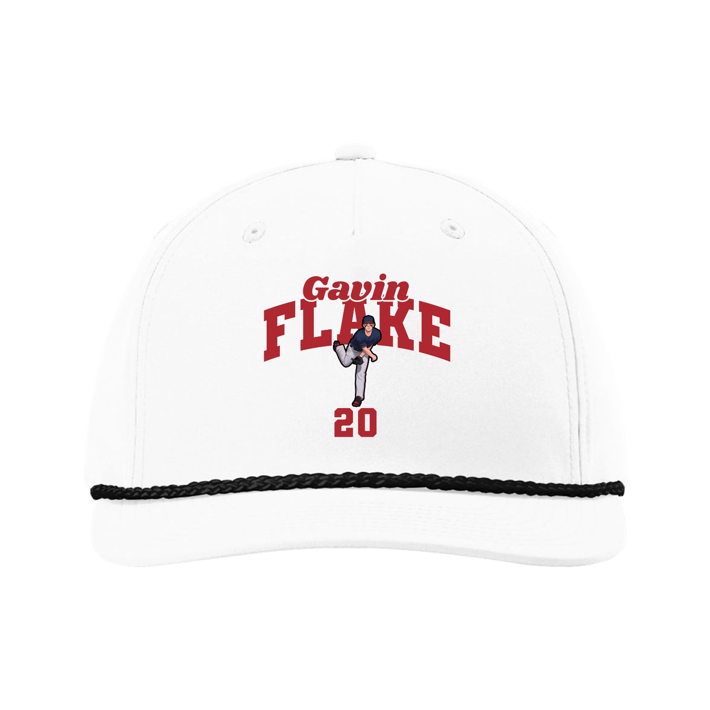 Five-Panel Classic Rope Cap — Signature Arch in White