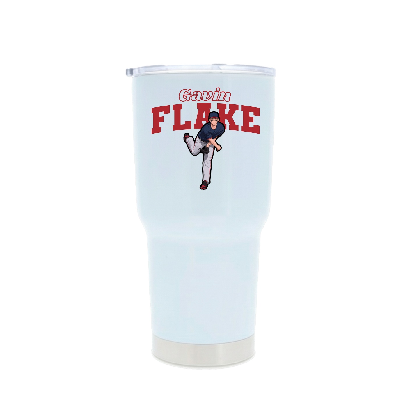 30oz Stainless Steel Tumbler — Name Arch in White