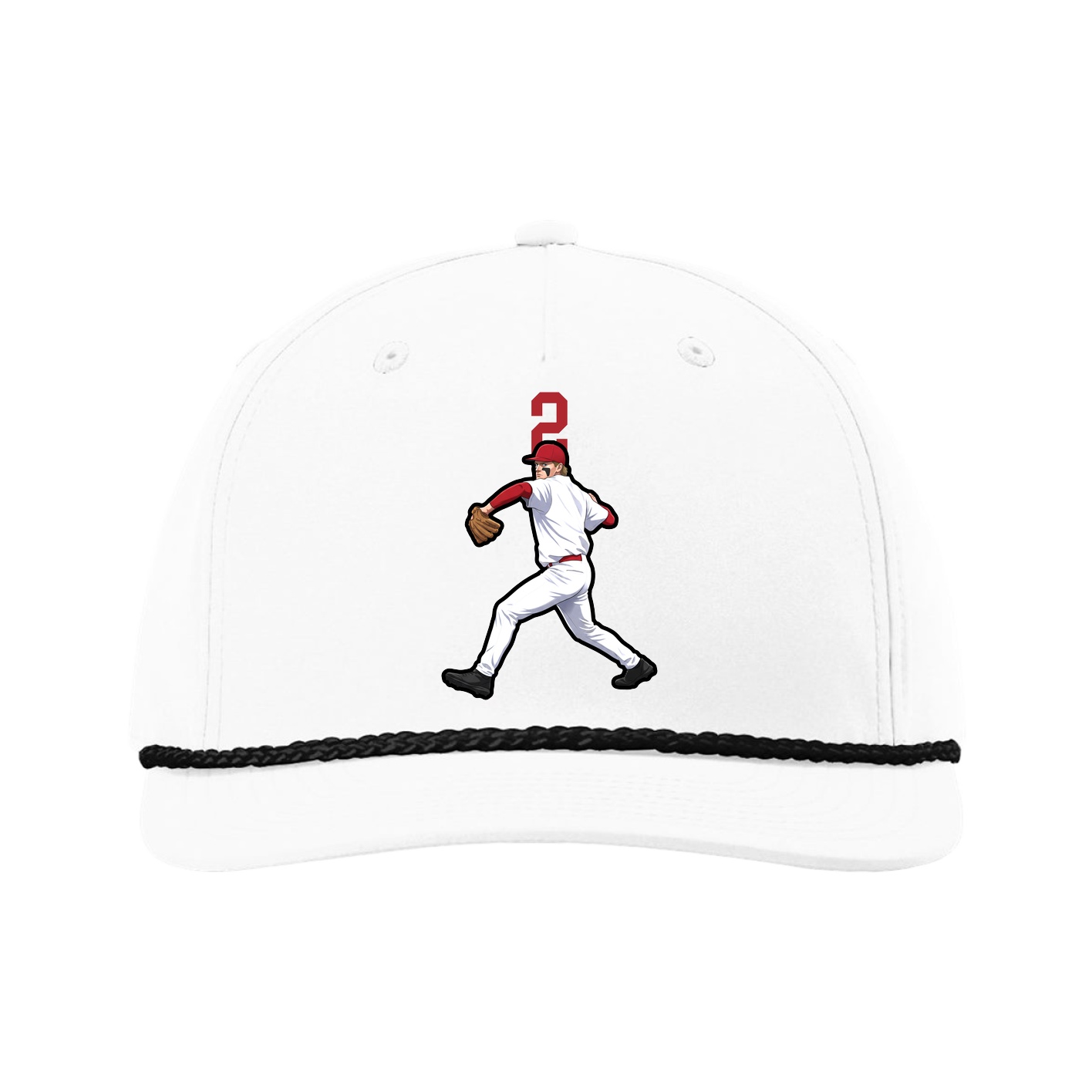 Five-Panel Classic Rope Cap — Number Top in White