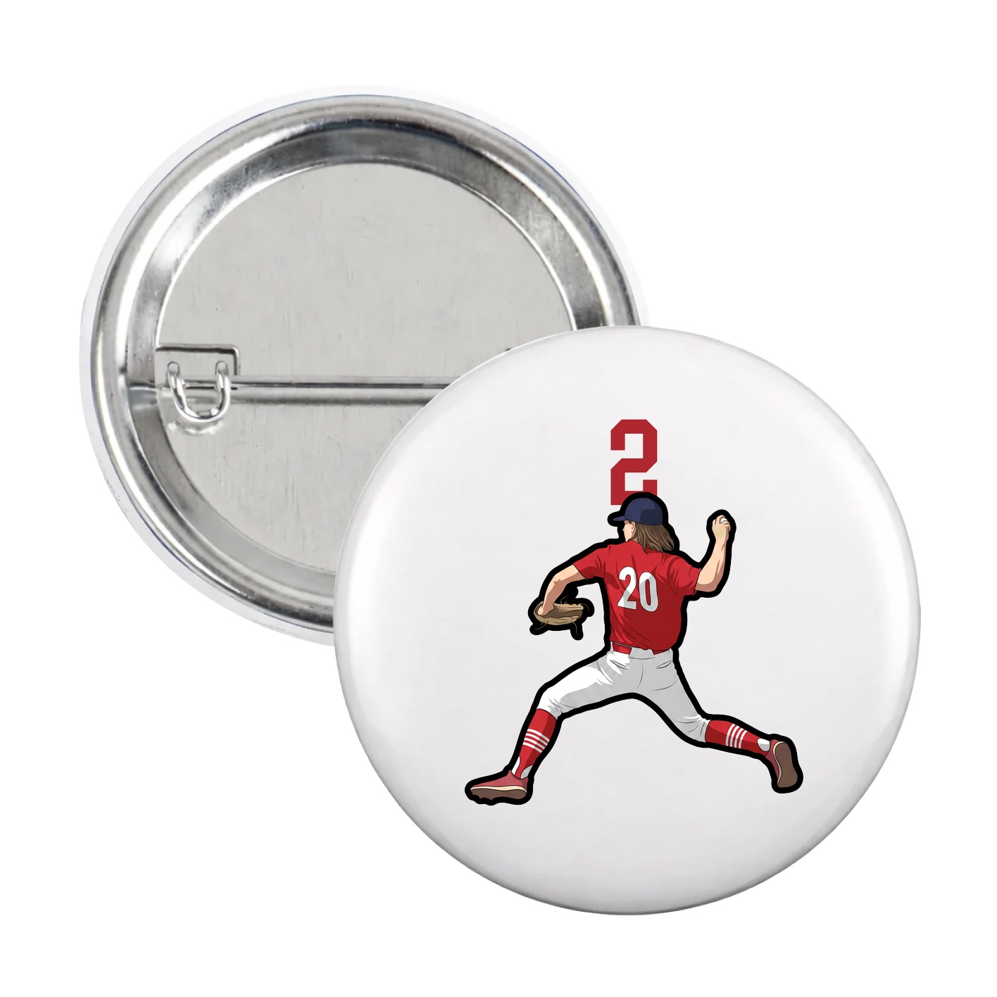 Game Day Button — Number Top in White